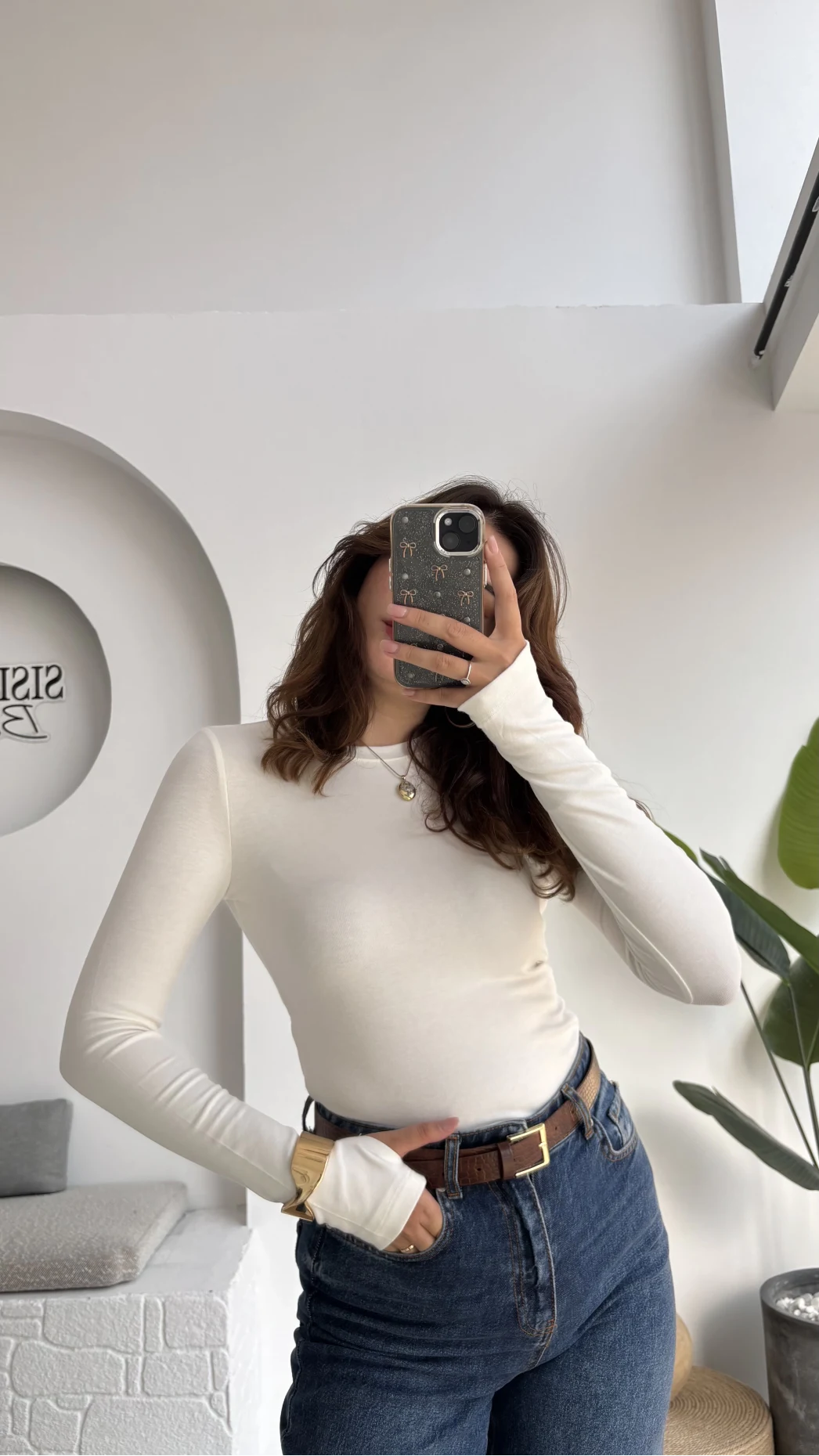 Oys Kırık Beyaz Parmak Geçmeli Body