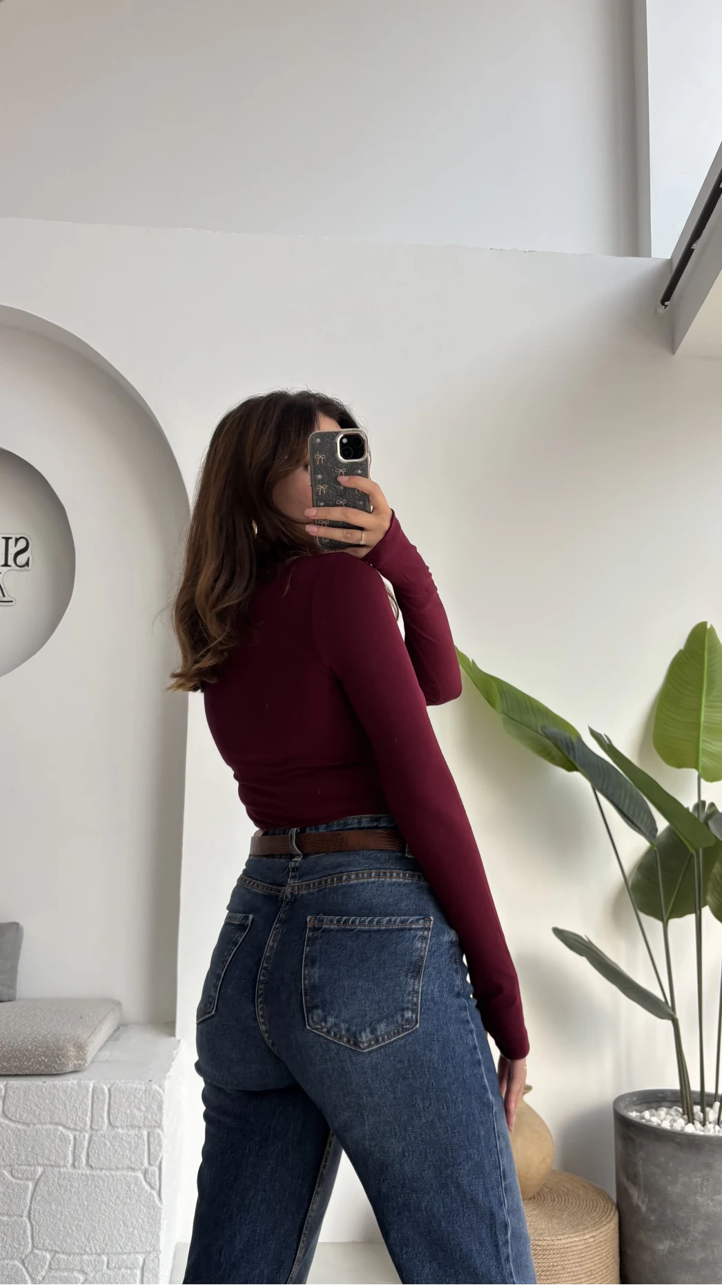 Oys Koyu Bordo Parmak Geçmeli Body