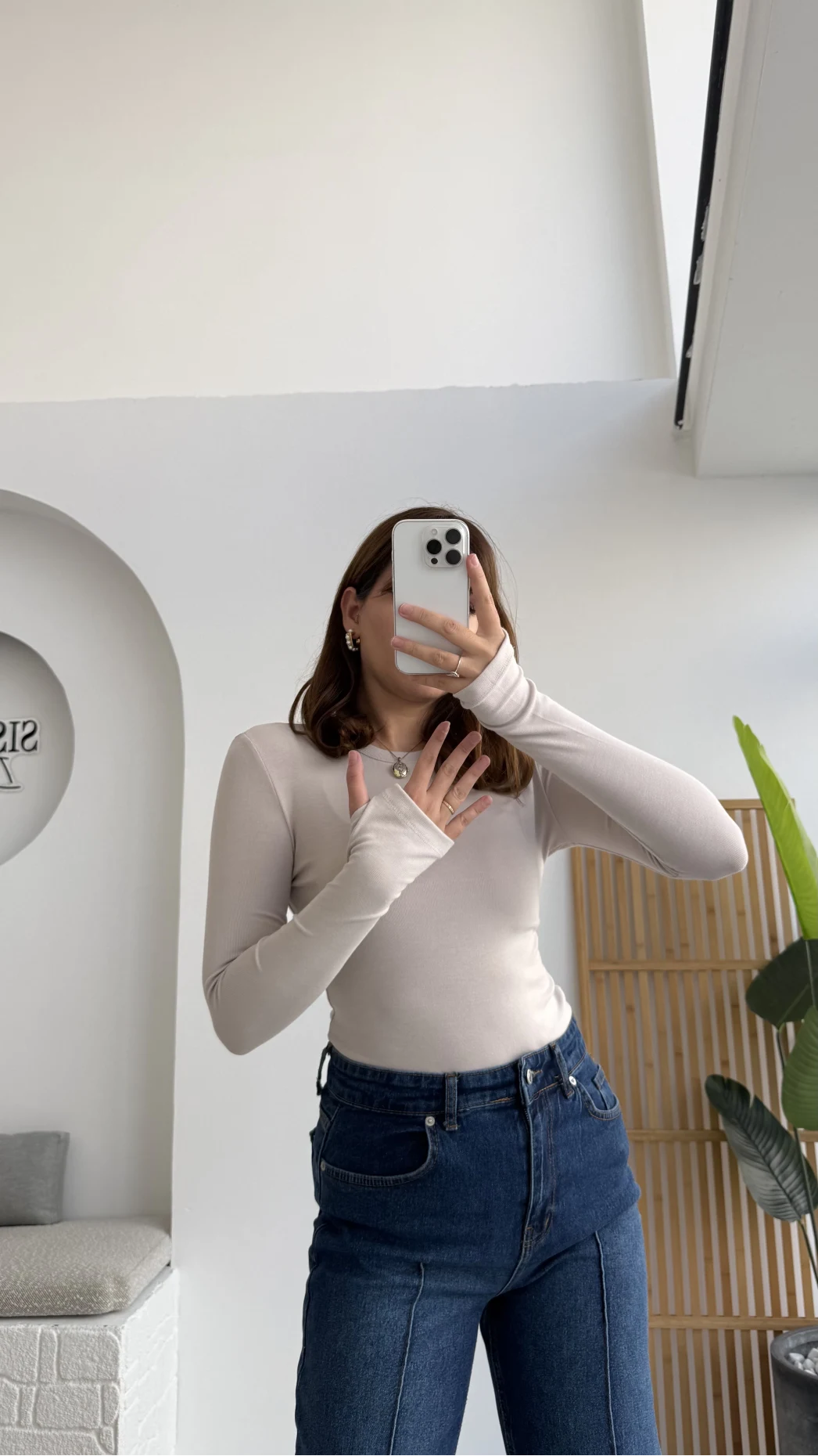 Oys Krem Parmak Geçmeli Body