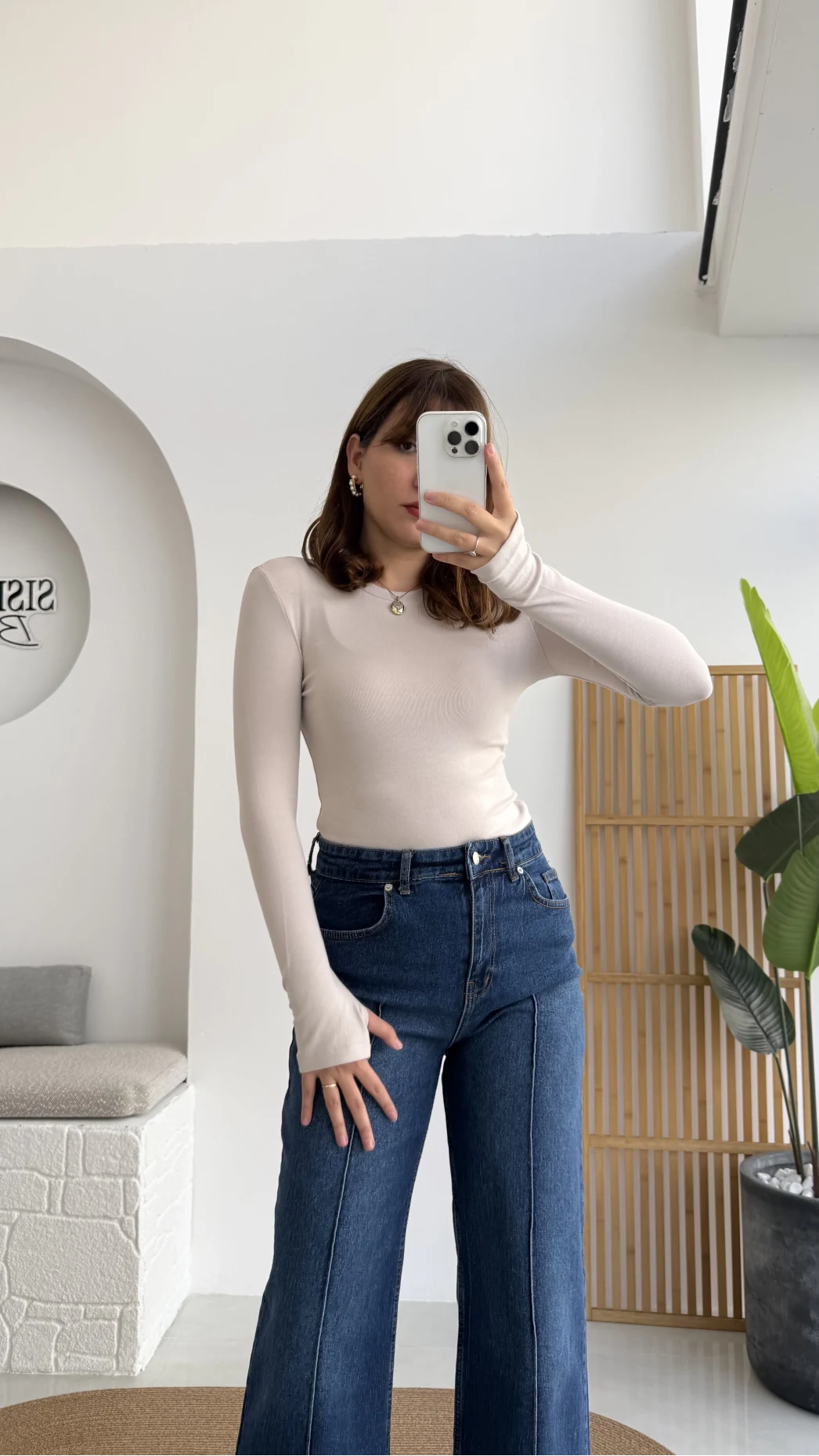 Oys Krem Parmak Geçmeli Body