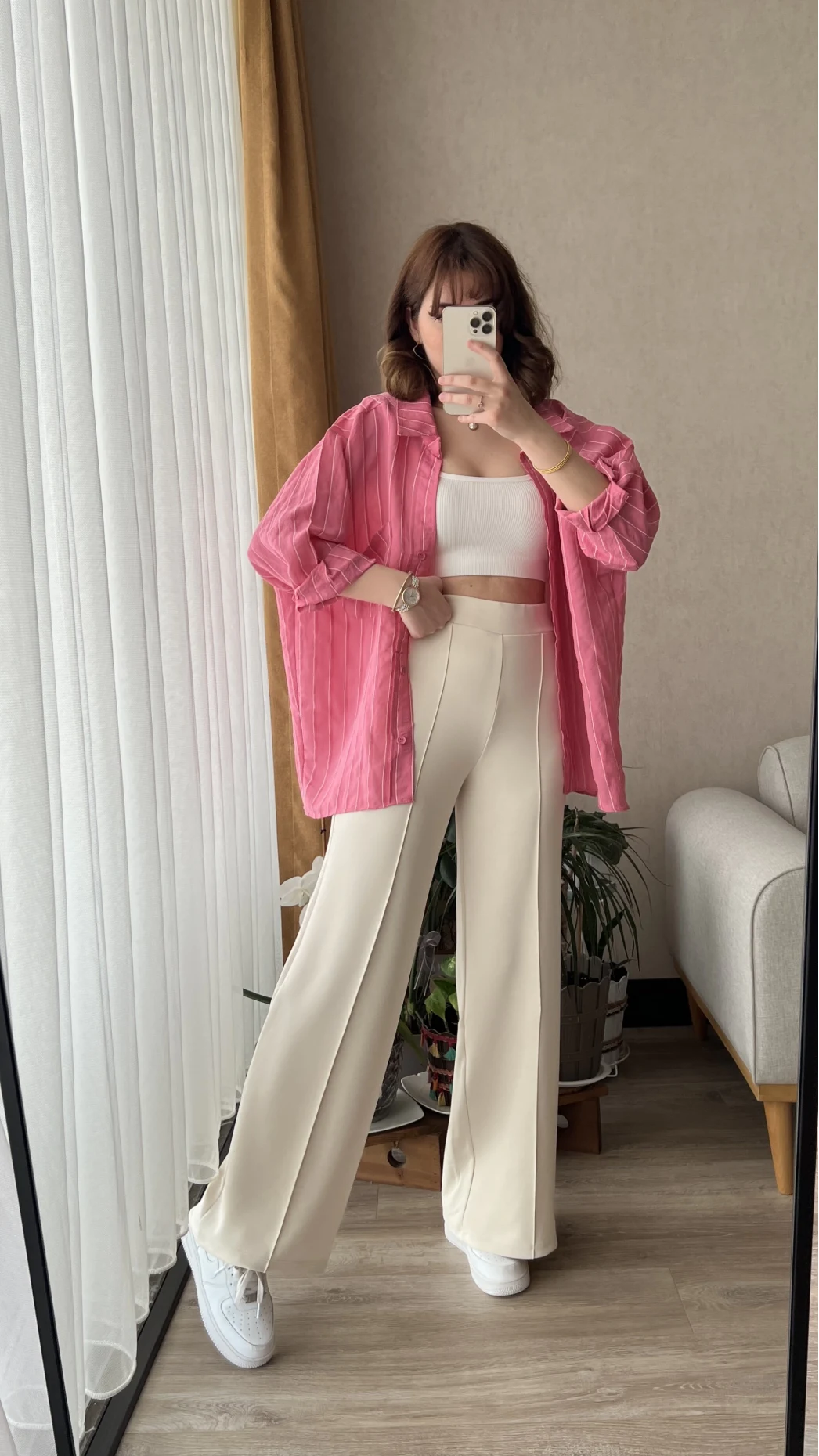 Oys Kumaş Krem Pantolon