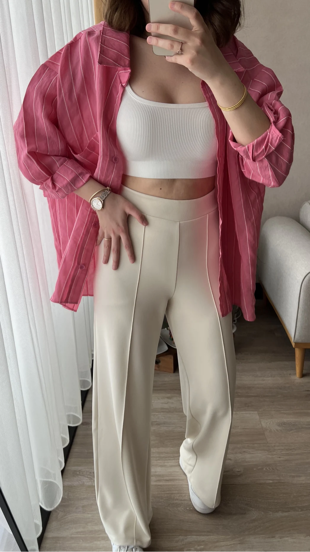 Oys Kumaş Krem Pantolon