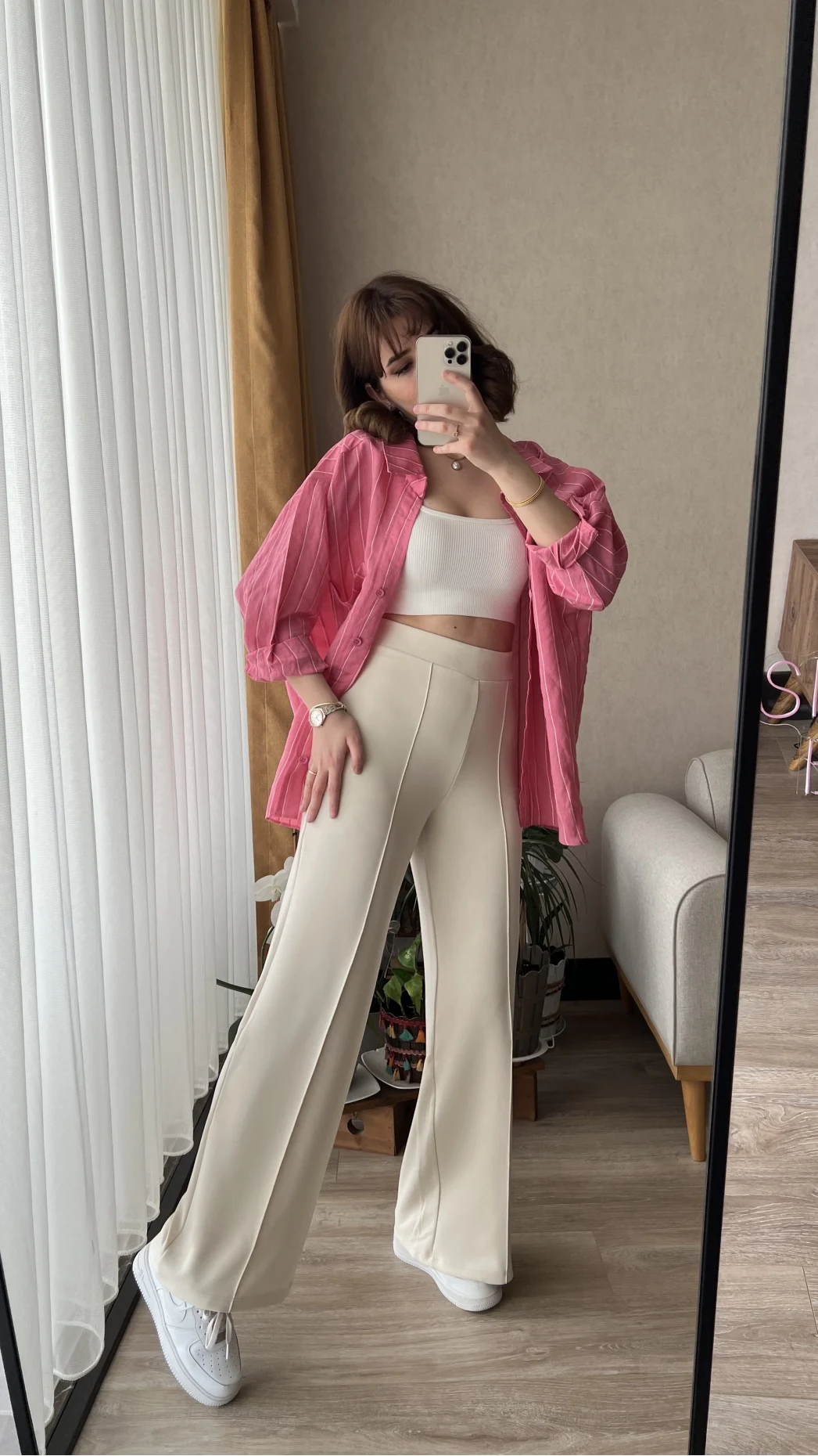 Oys Kumaş Krem Pantolon