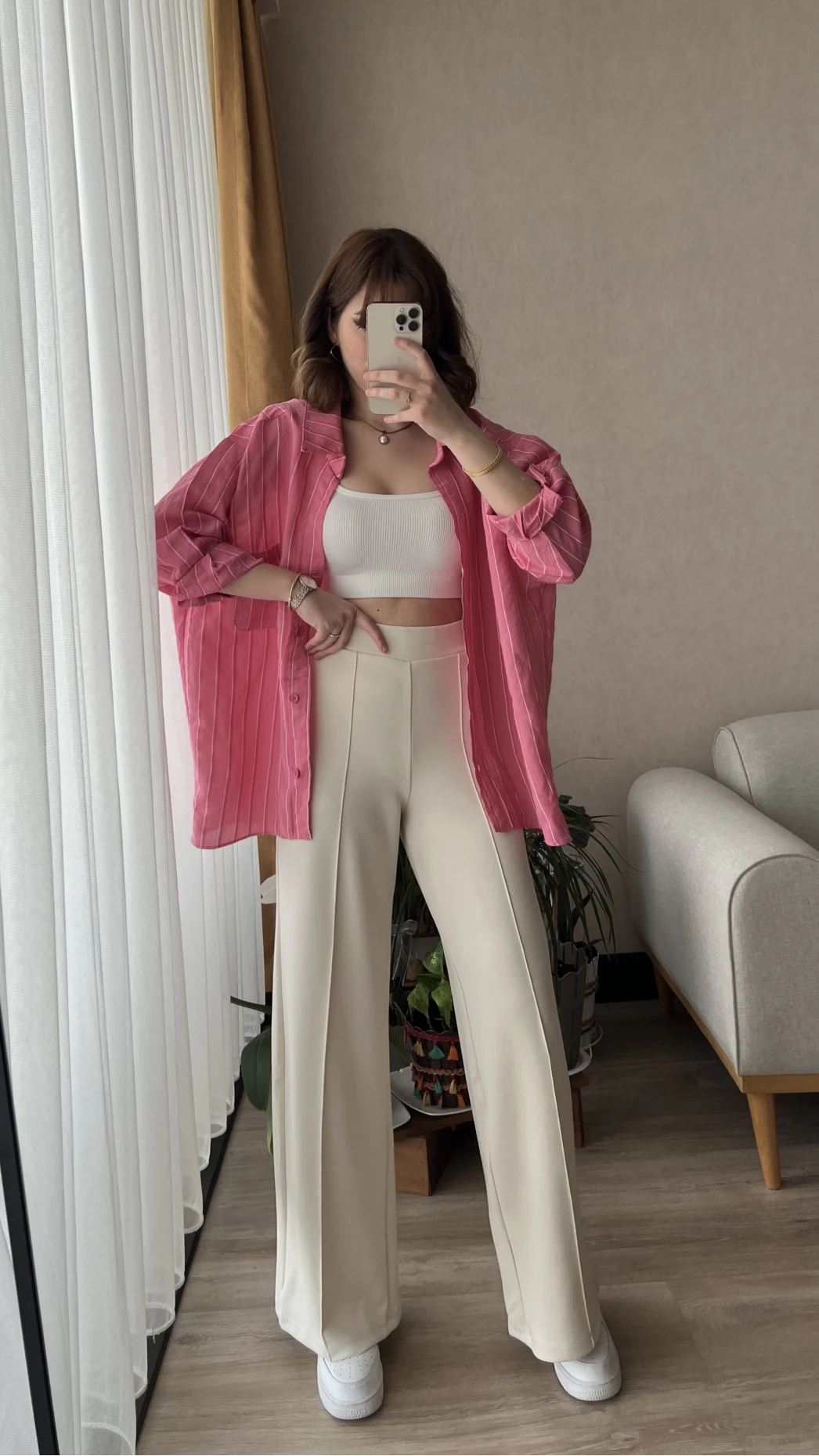 Oys Kumaş Krem Pantolon