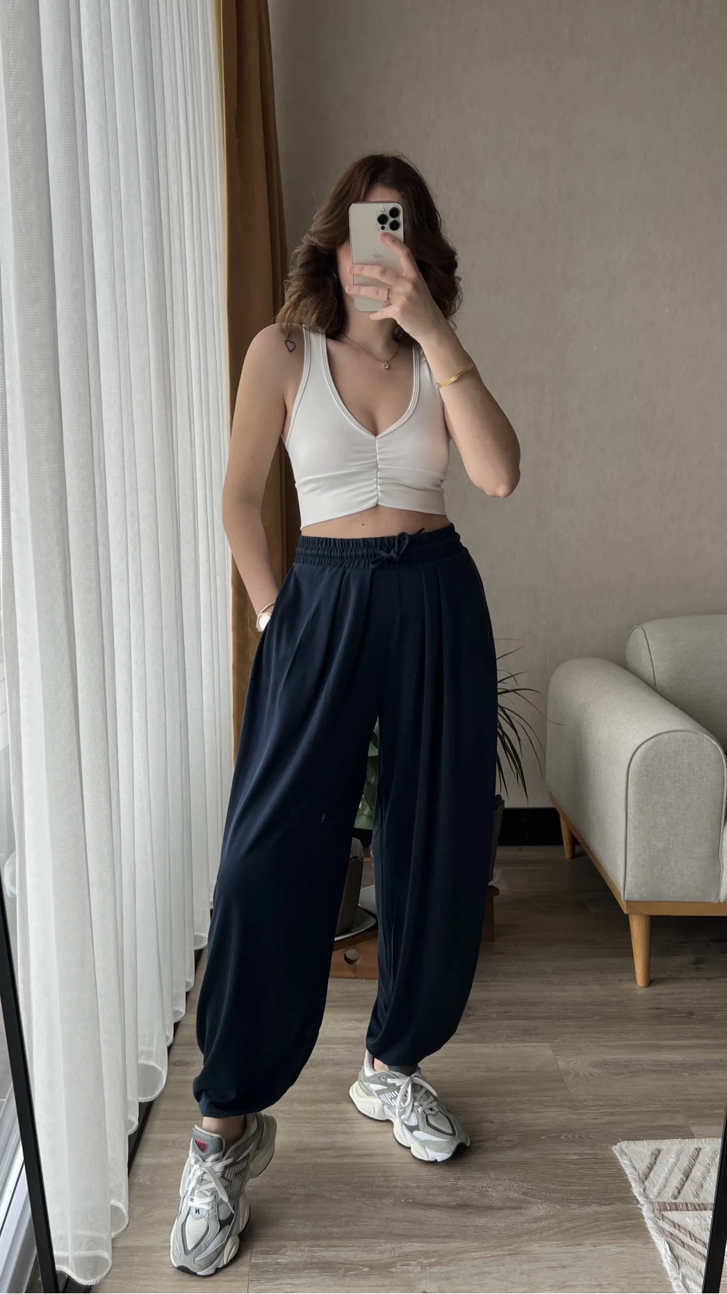 Oys Lacivert Dökümlü Şalvar Pantolon