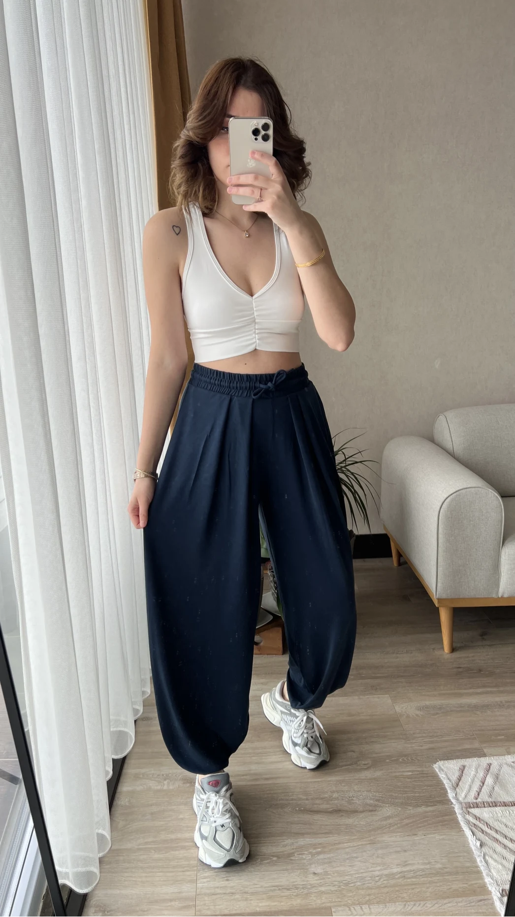 Oys Lacivert Dökümlü Şalvar Pantolon