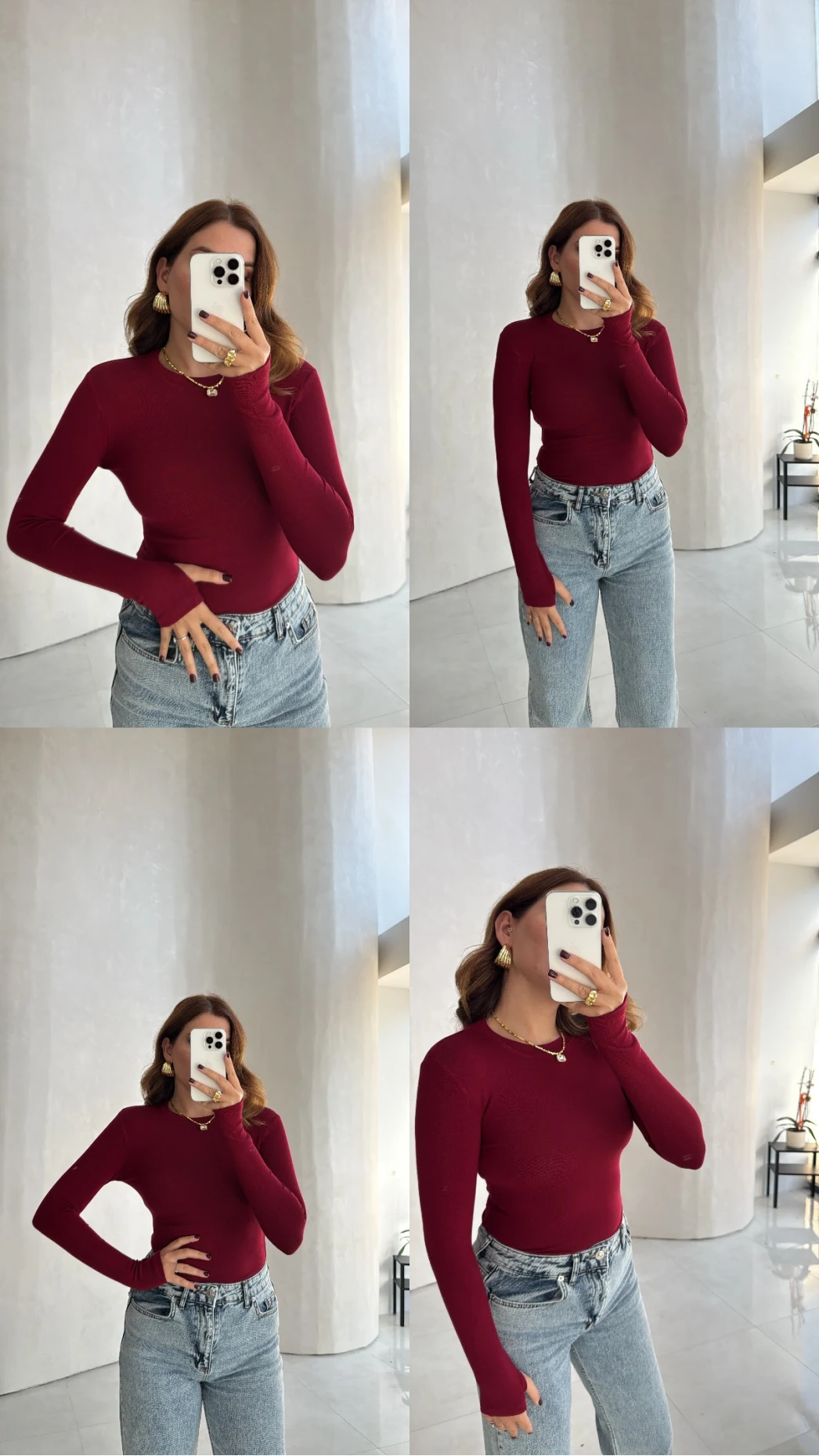 Oys Parmak Geçmeli Body - Bordo