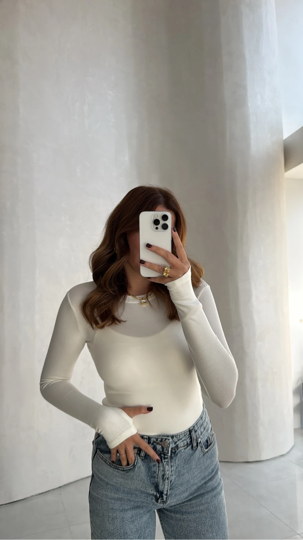 Oys Parmak Geçmeli Body - Ekru