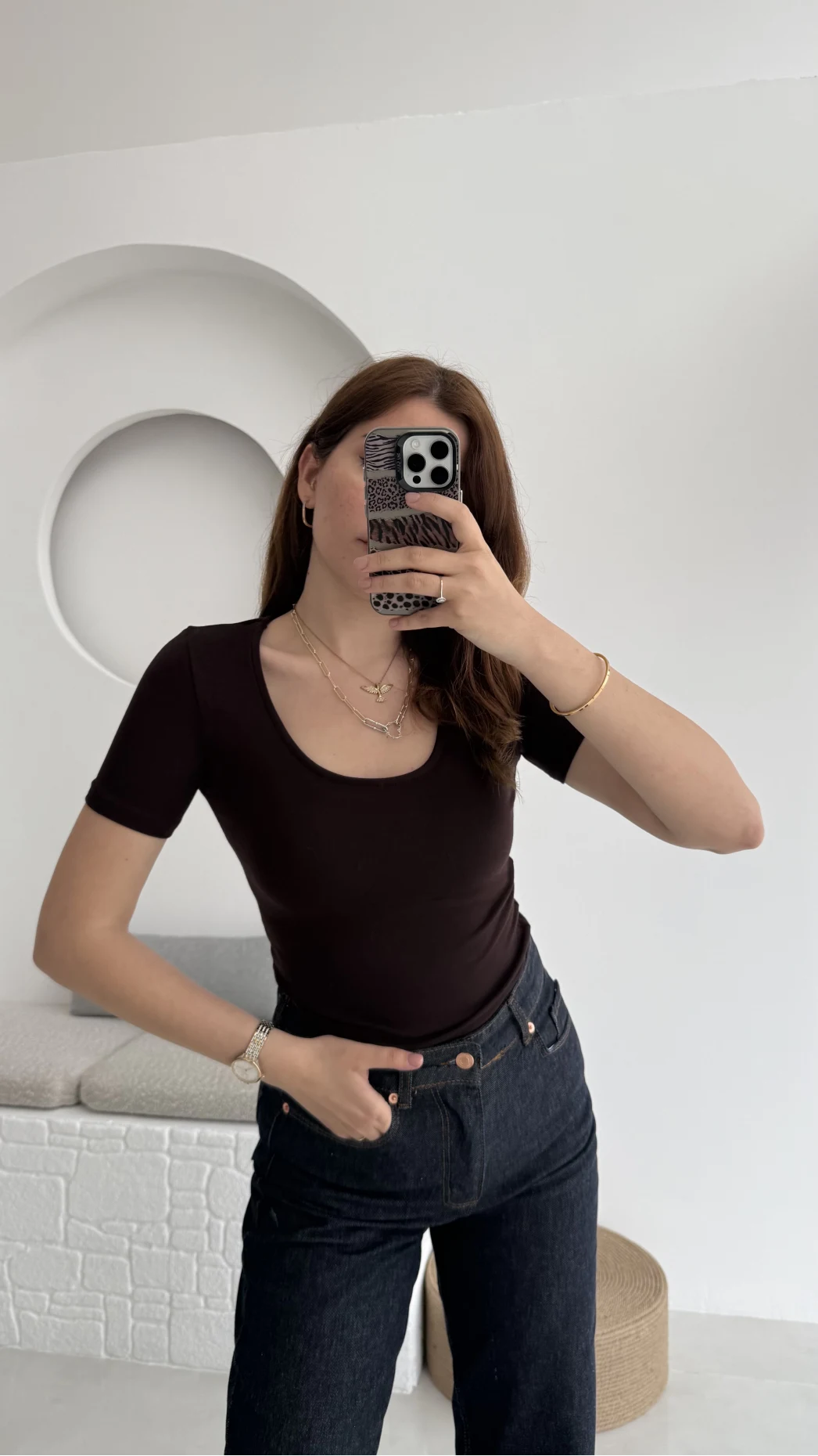 Oys U Yaka T-Shirt Acı Kahve