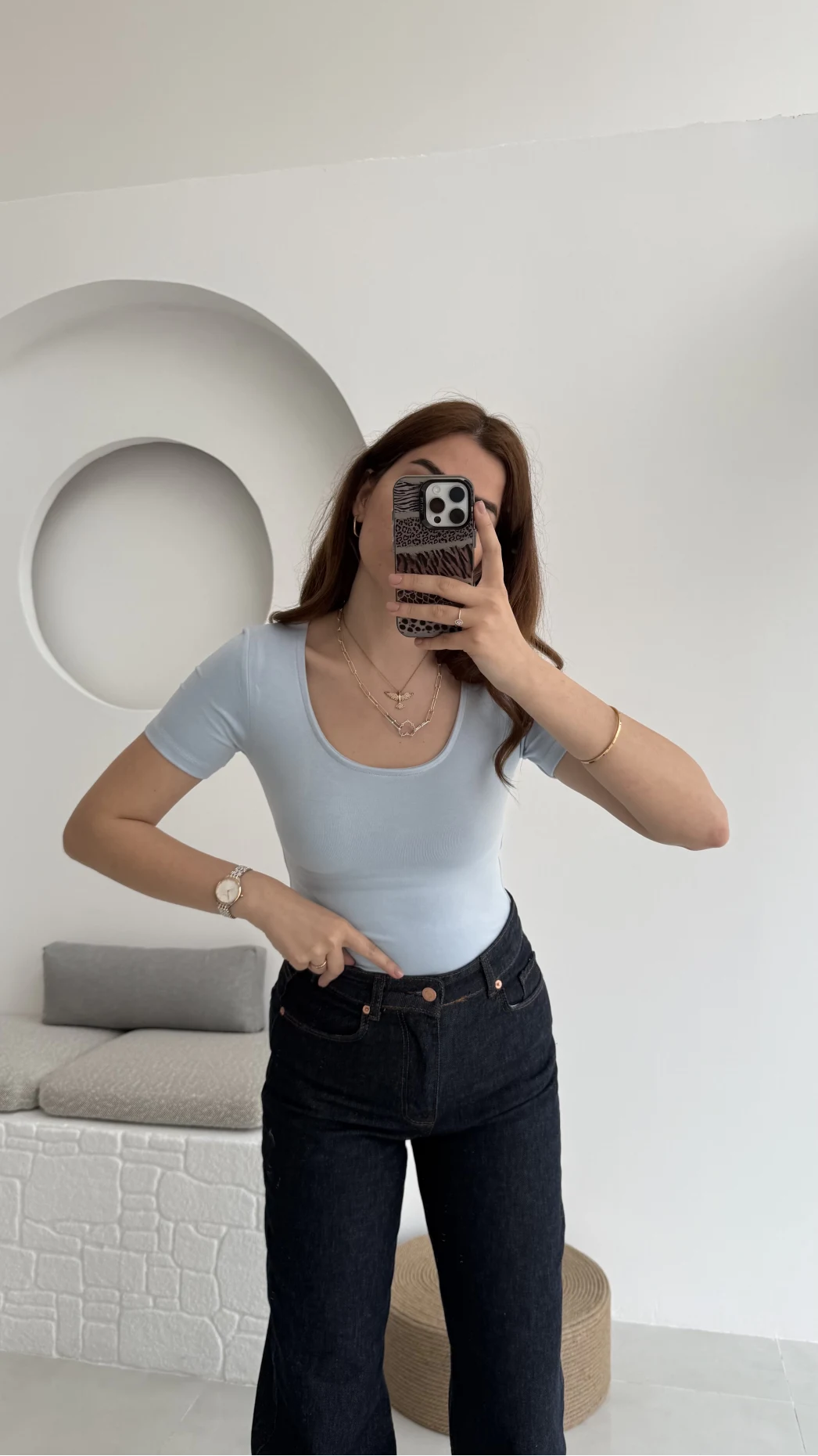 Oys U Yaka T-Shirt Bebe Mavisi