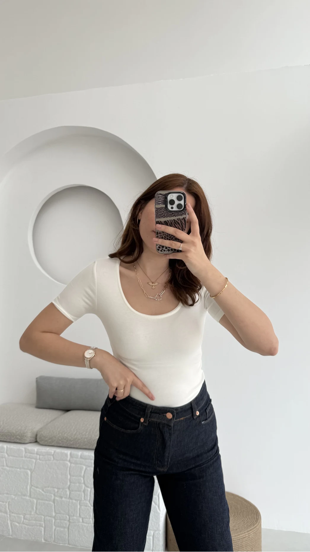 Oys U Yaka T-Shirt Beyaz
