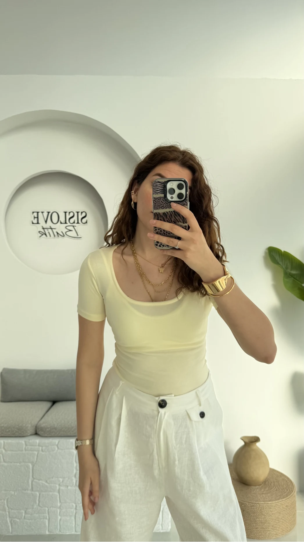Oys U Yaka T-Shirt Sarı