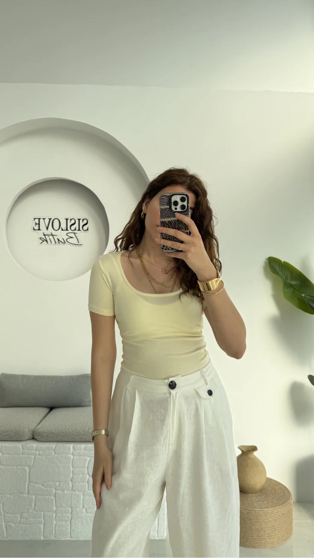 Oys U Yaka T-Shirt Sarı
