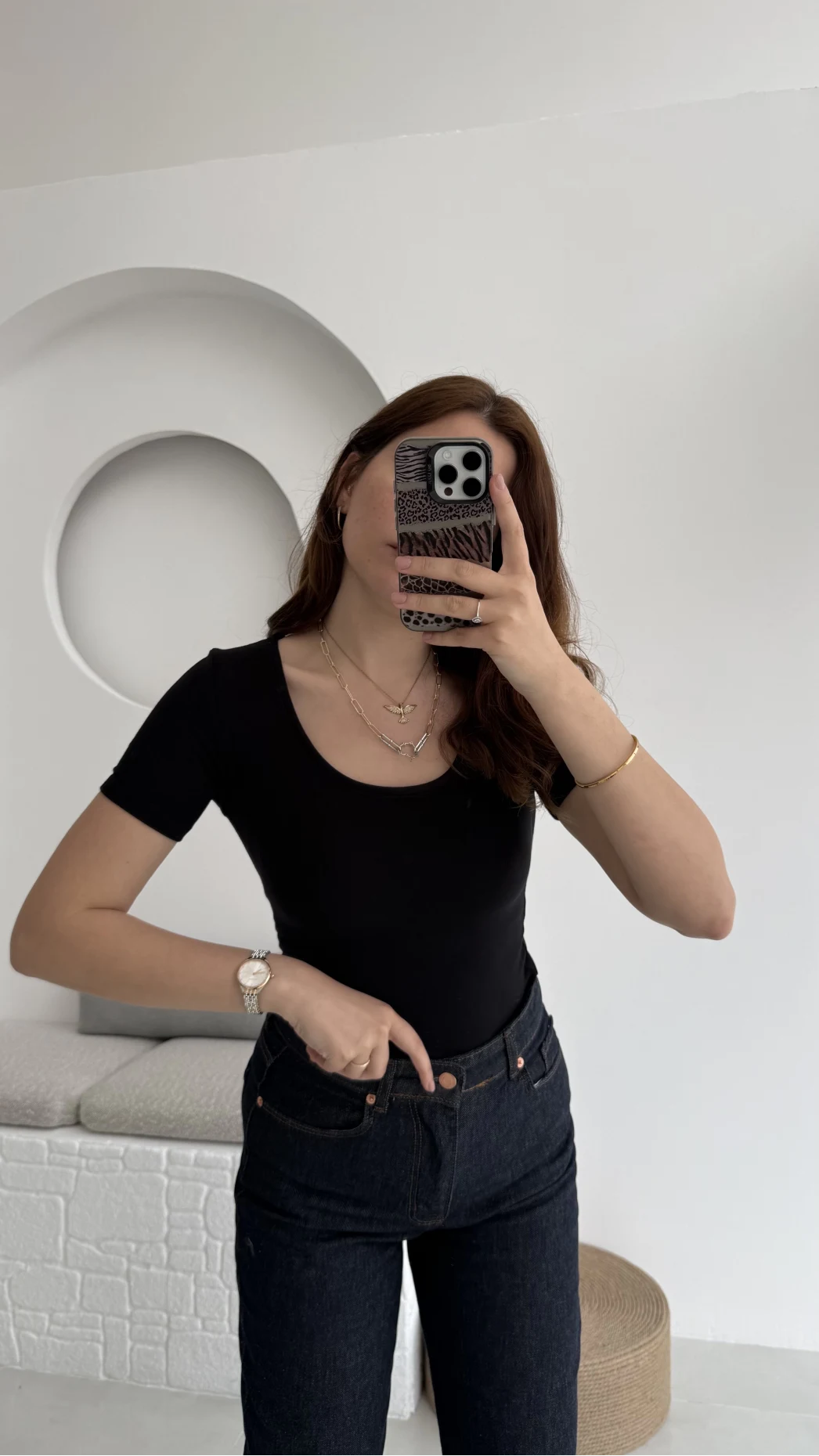 Oys U Yaka T-Shirt Siyah