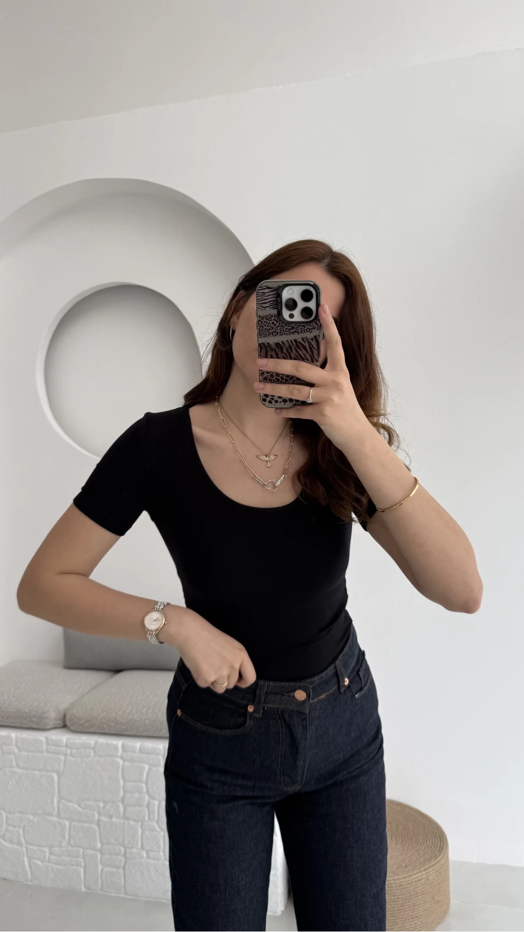 Oys U Yaka T-Shirt Siyah