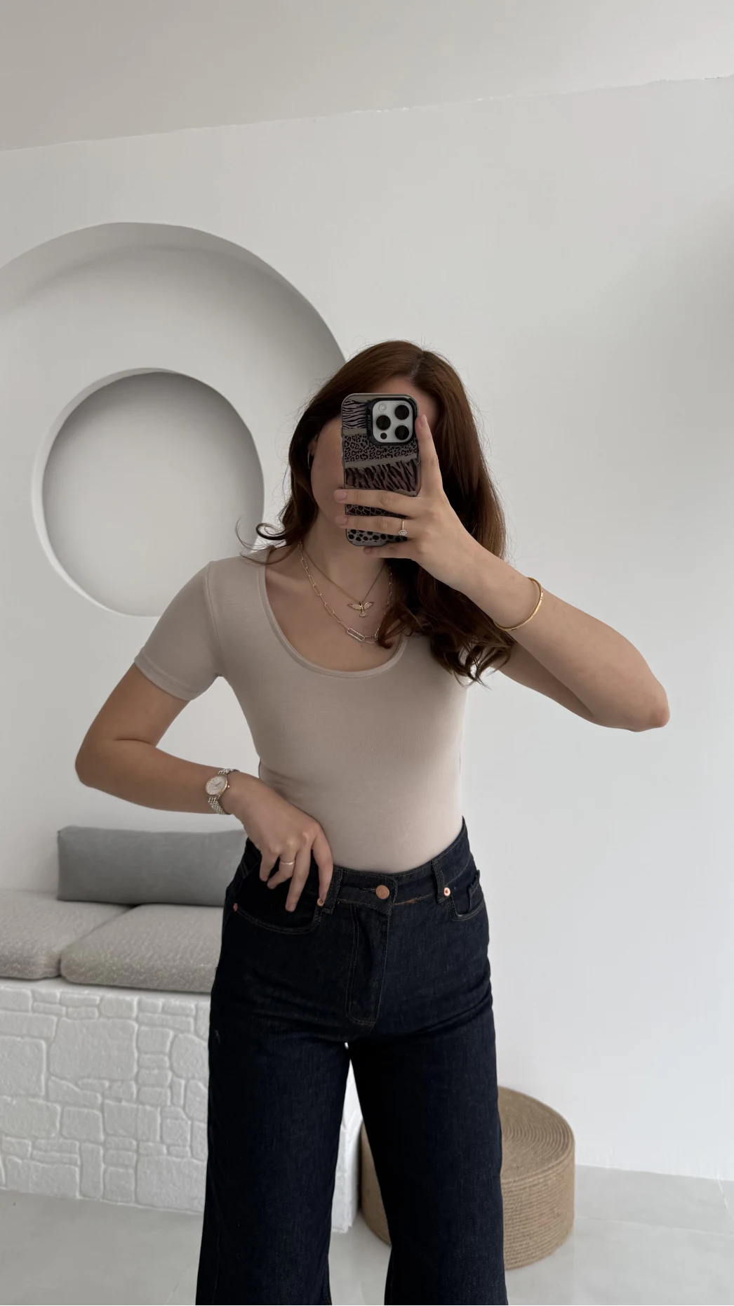 Oys U Yaka T-Shirt Taş