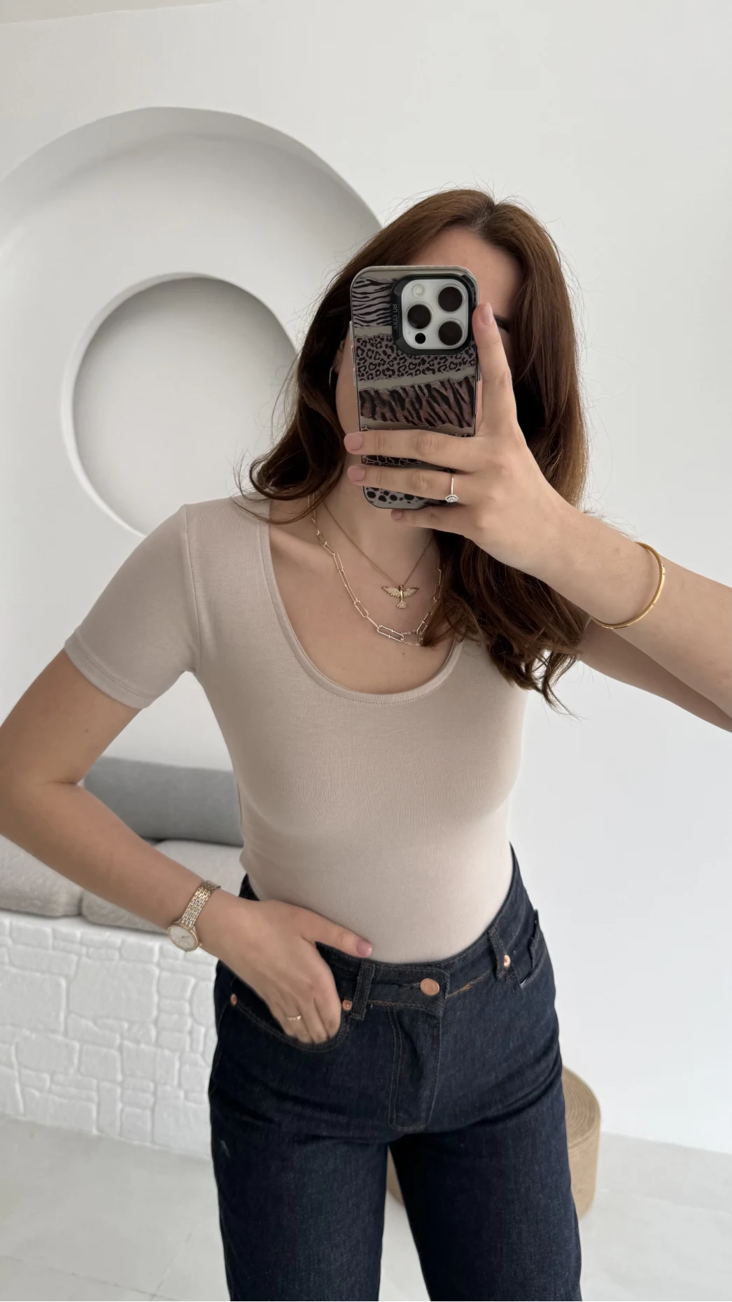 Oys U Yaka T-Shirt Taş