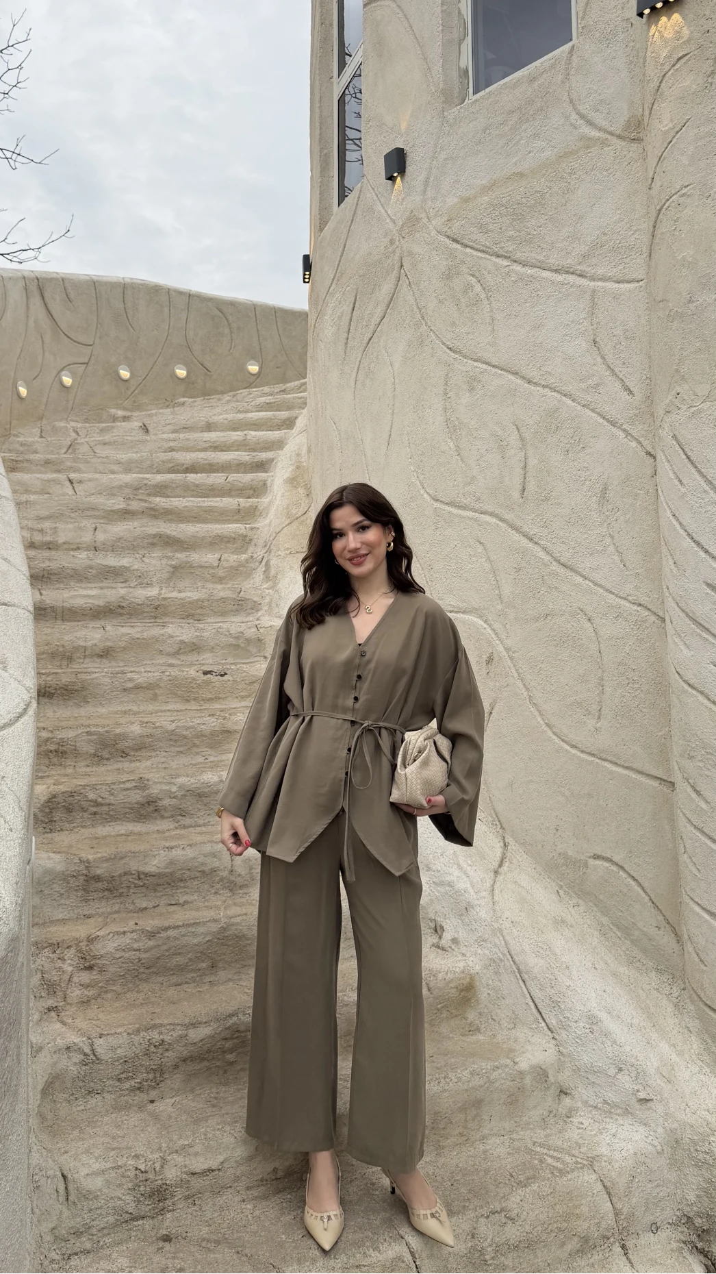 Palermo Bağcıklı Düğmeli Takım - Haki - Kod: 8916