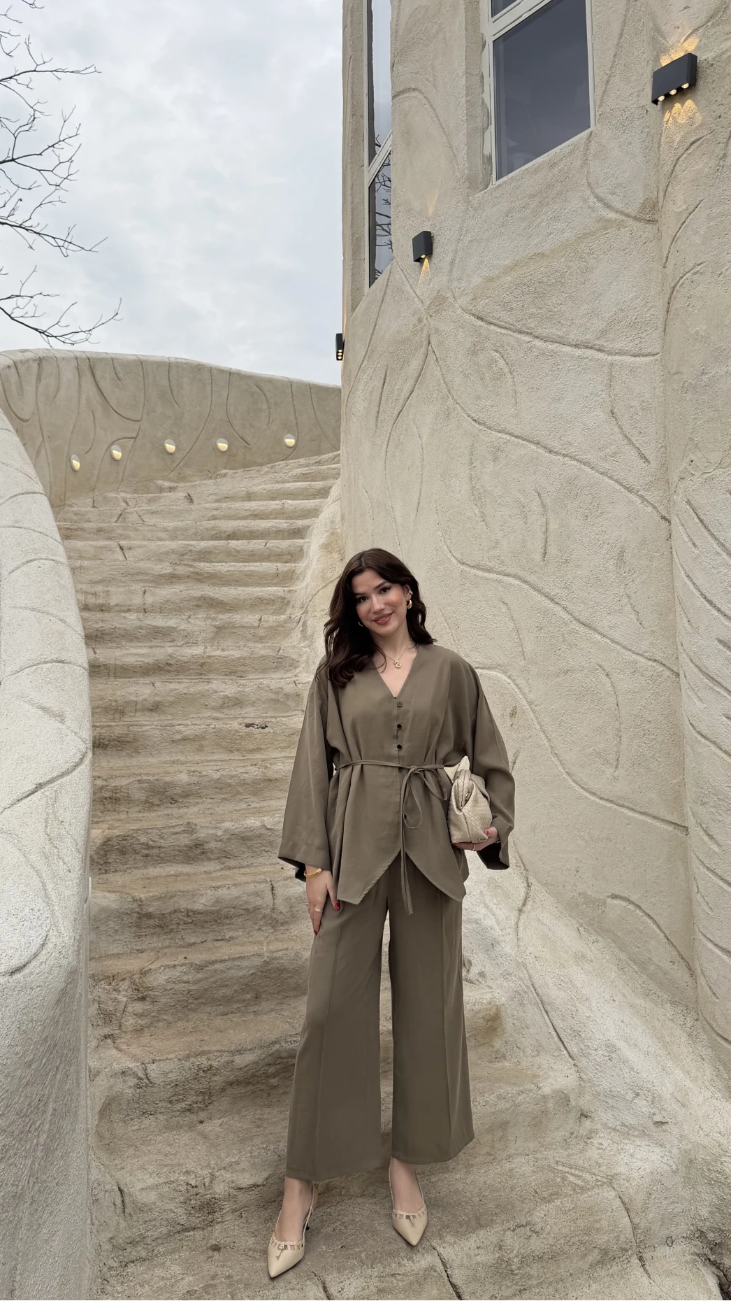 Palermo Bağcıklı Düğmeli Takım - Haki - Kod: 8916