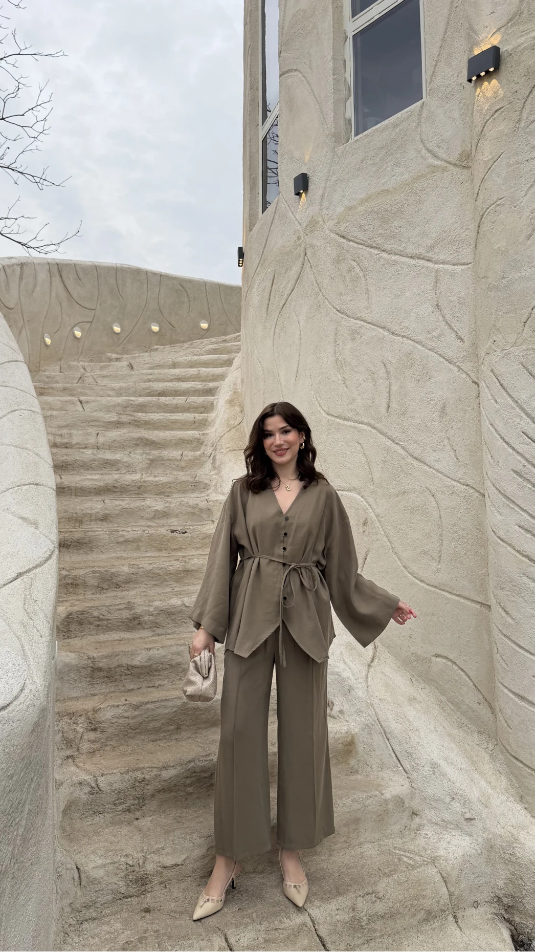 Palermo Bağcıklı Düğmeli Takım - Haki - Kod: 8916