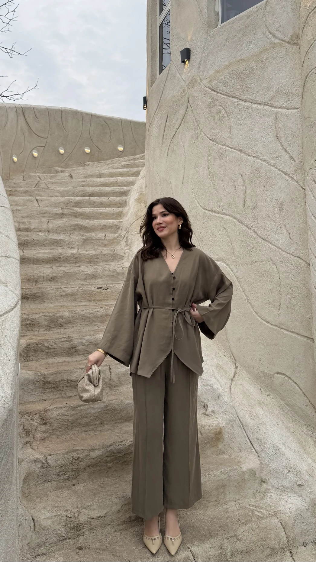 Palermo Bağcıklı Düğmeli Takım - Haki - Kod: 8916