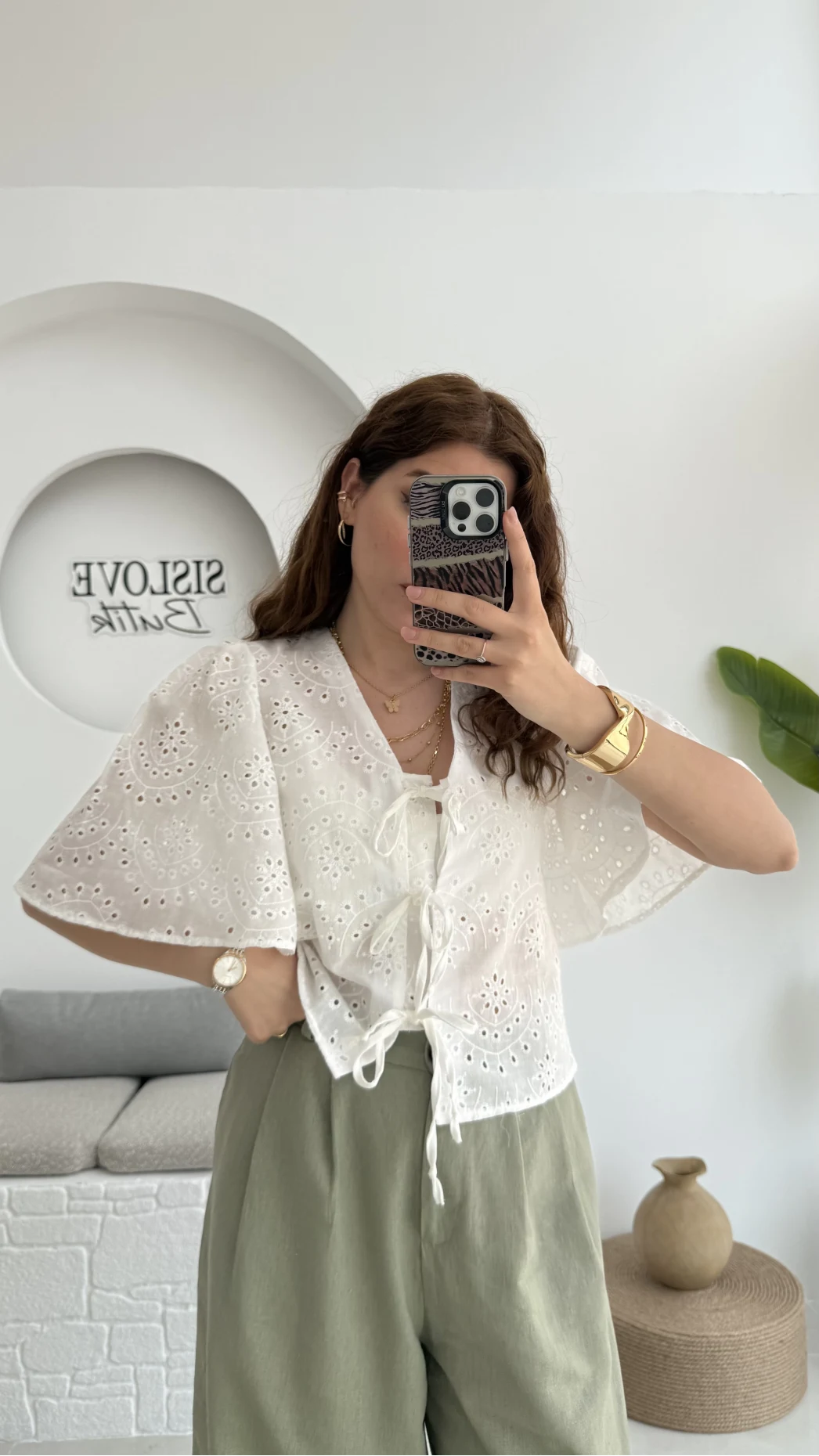 Papatya Brode Bağlamalı Bluz - 1025