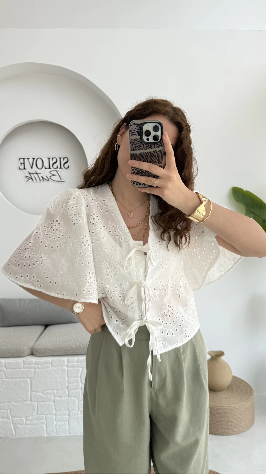 Papatya Brode Bağlamalı Bluz - 1025