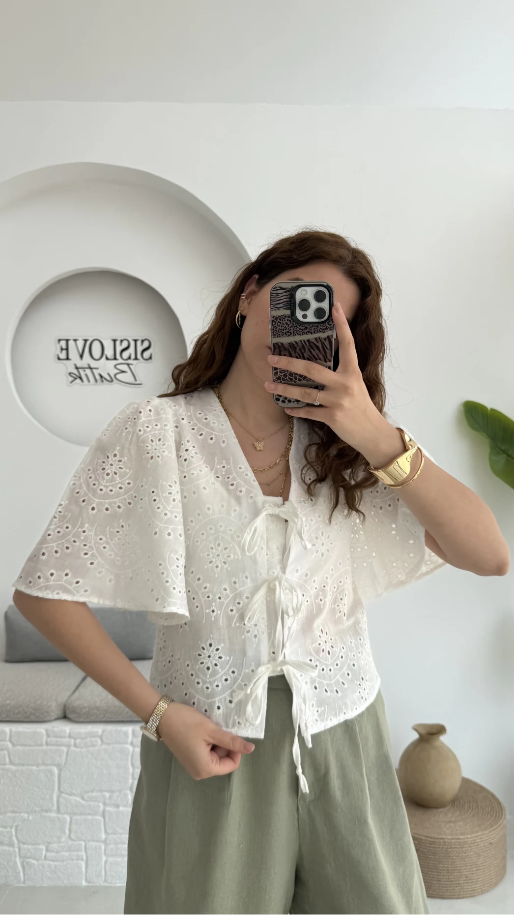 Papatya Brode Bağlamalı Bluz - 1025