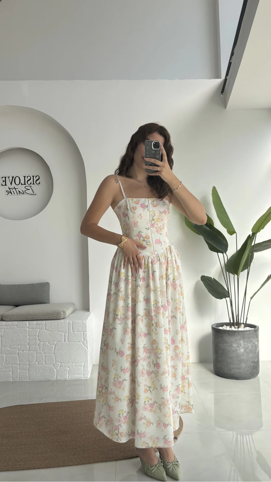 Paris Korse Detay Elbise - Beyaz - 00673