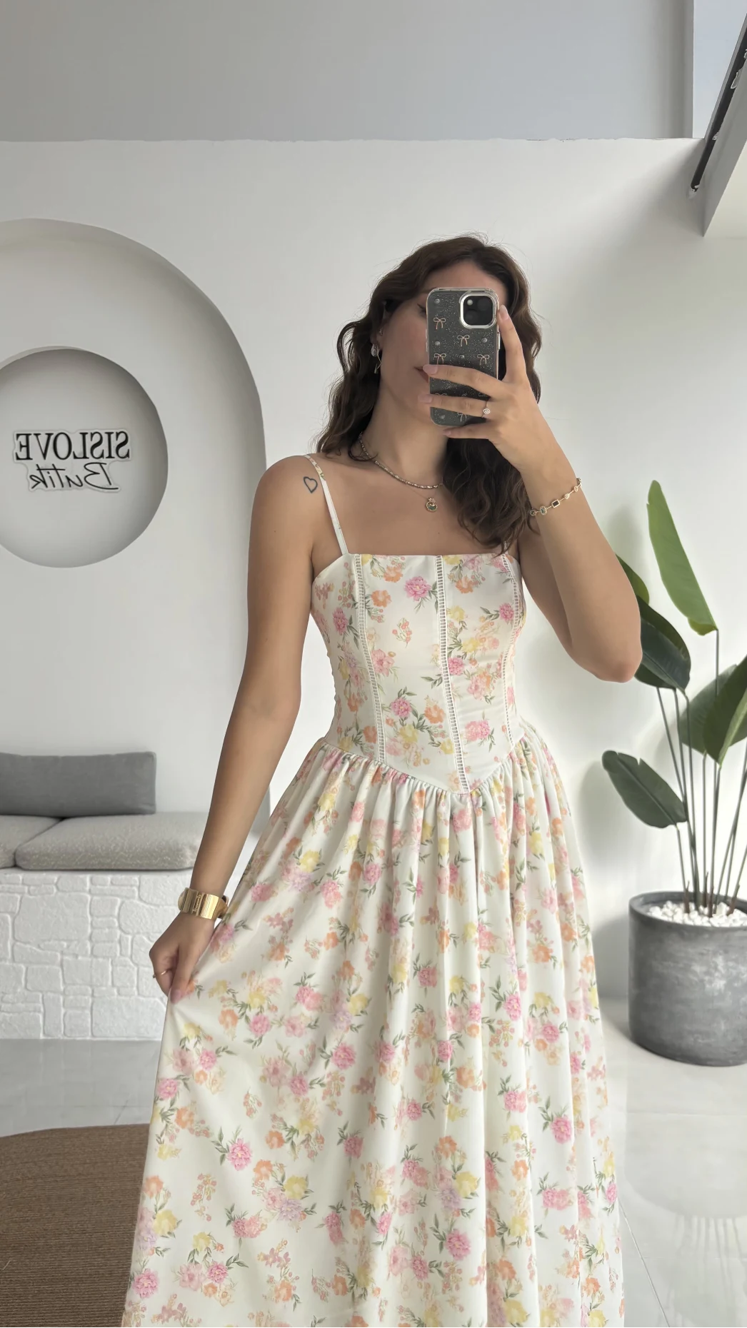 Paris Korse Detay Elbise - Beyaz - 00673