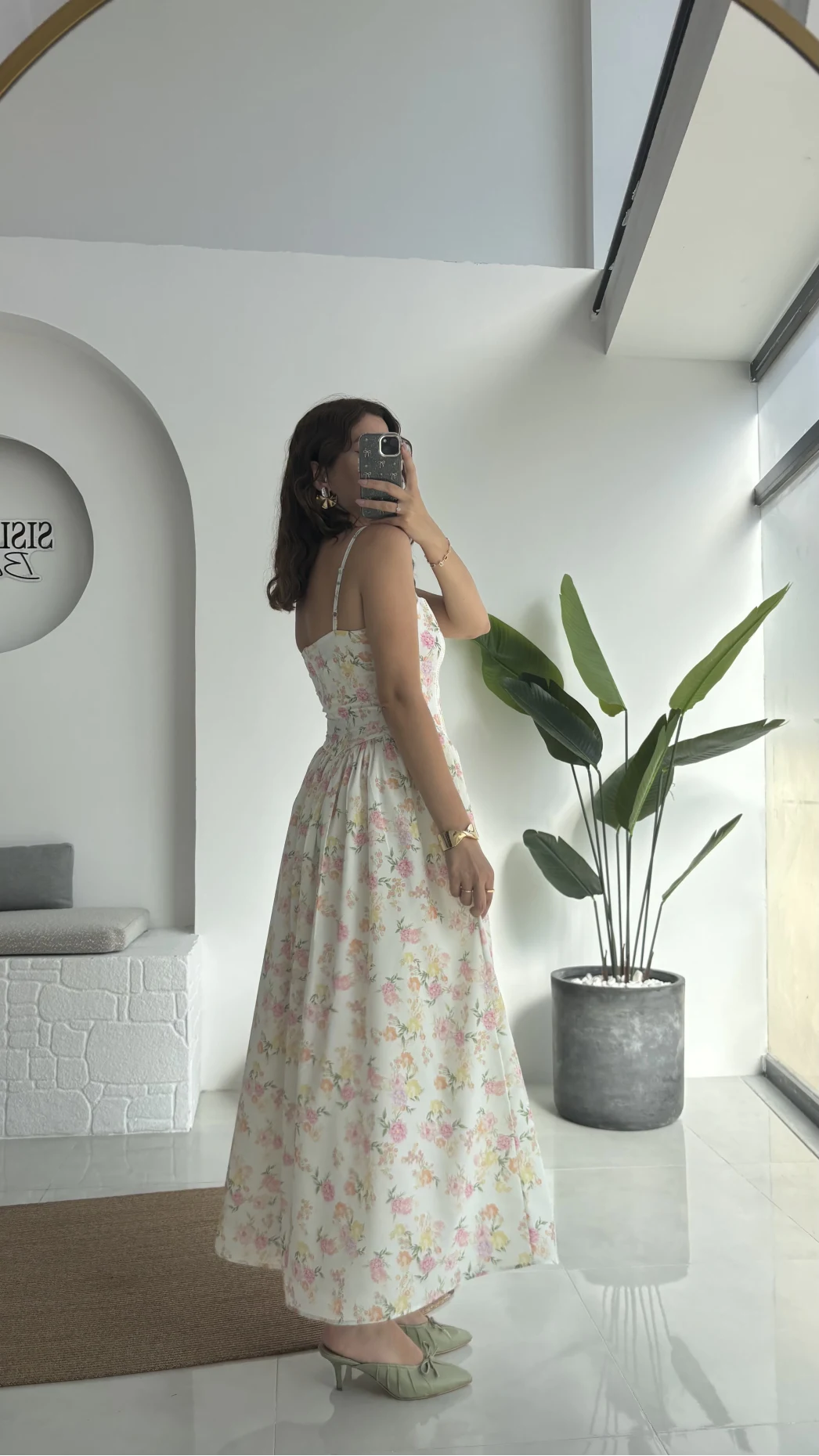 Paris Korse Detay Elbise - Beyaz - 00673