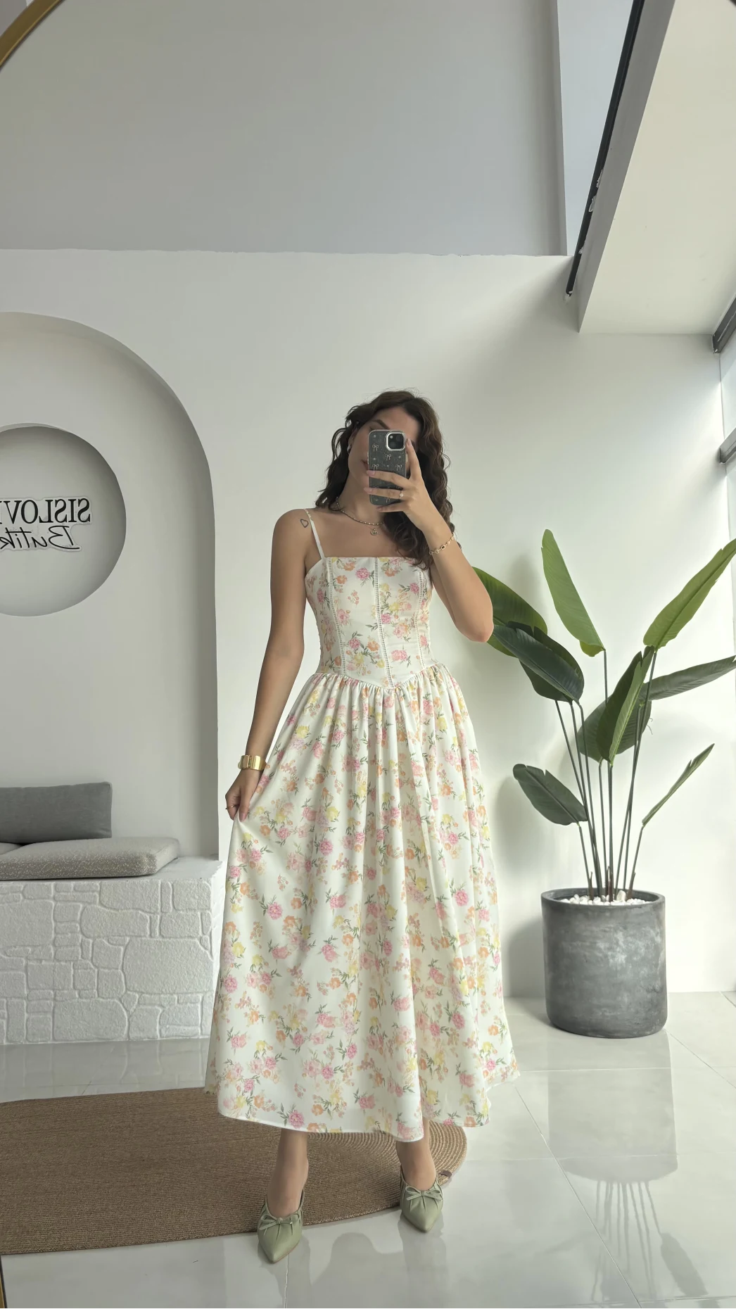 Paris Korse Detay Elbise - Beyaz - 00673