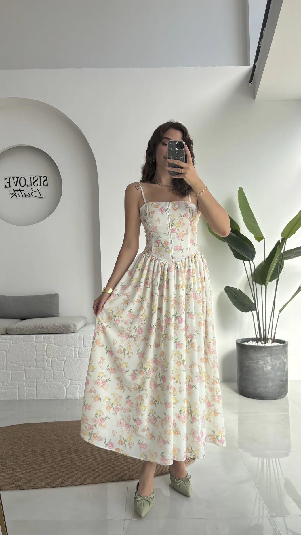 Paris Korse Detay Elbise - Beyaz - 00673