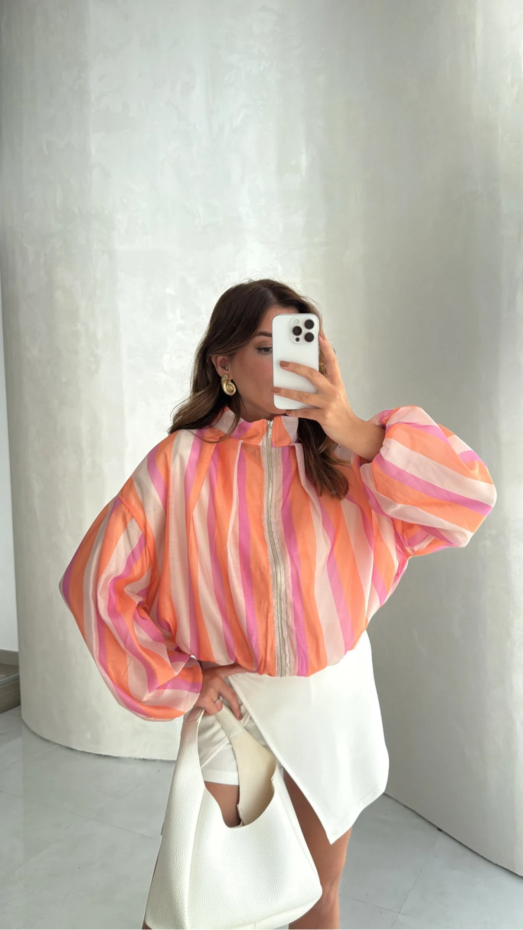 Pastel Çizgili Bomber Ceket - Kod: 4178