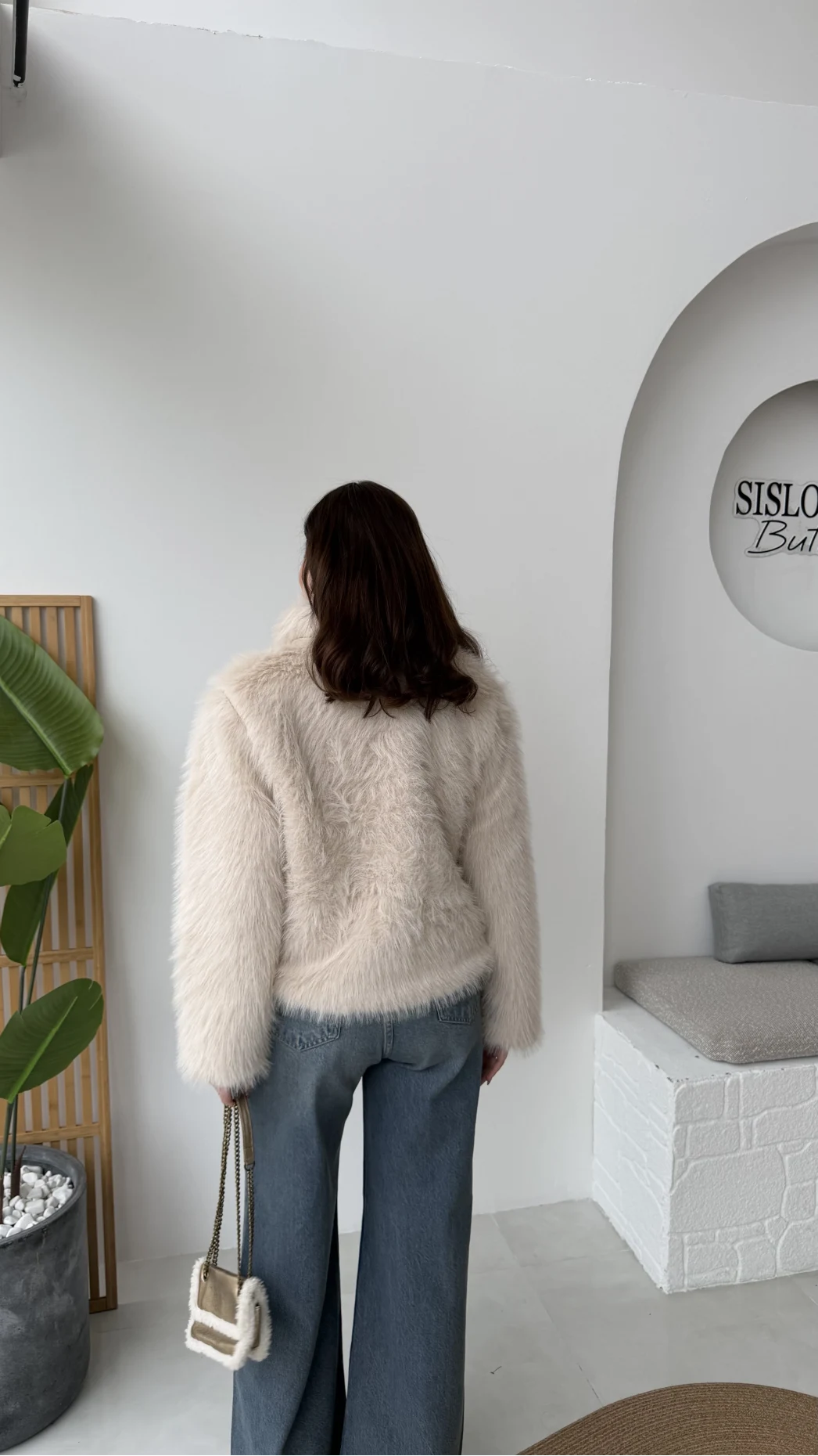 Paul Deri Detay Kürk Mont - Bej - Kod: 2709