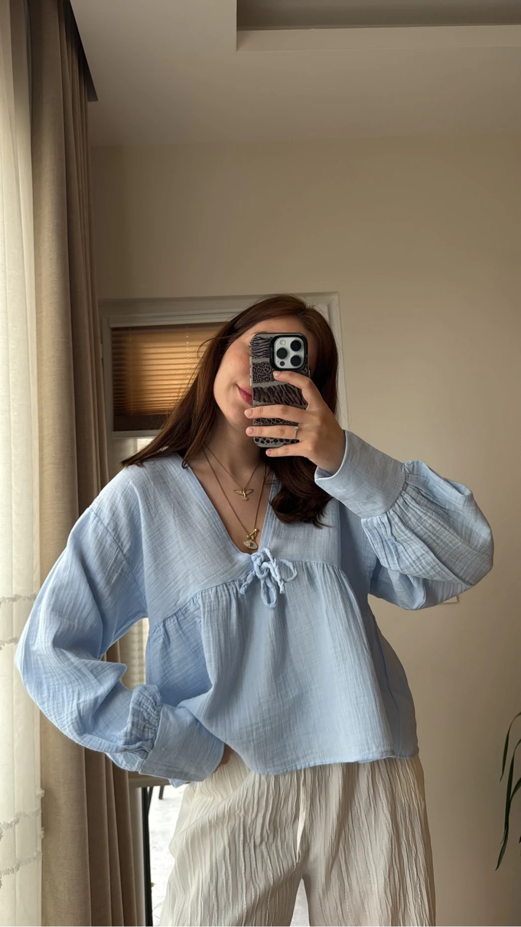 Payme Müslin Kumaş Bluz Bebe Mavisi 1003