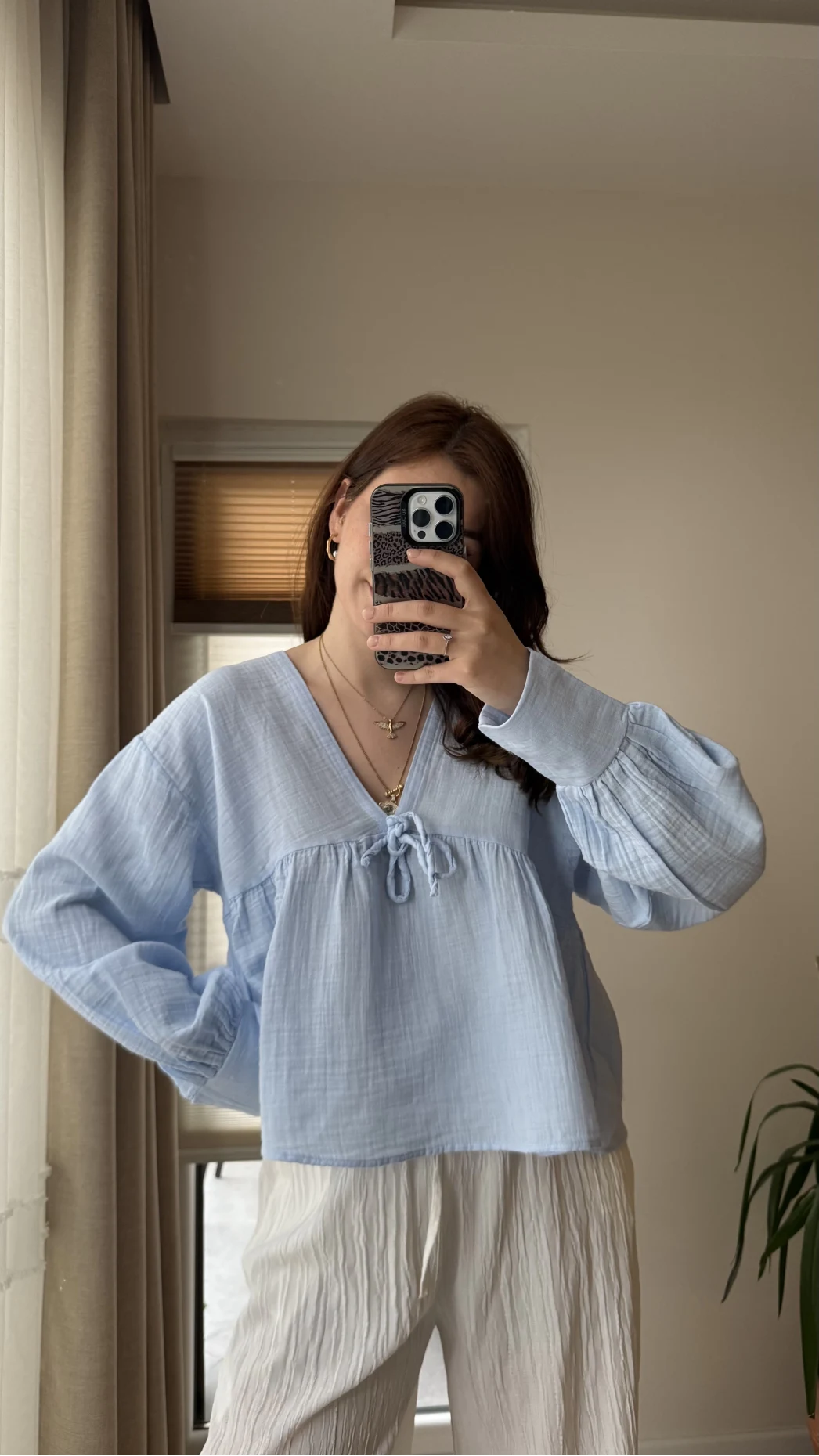 Payme Müslin Kumaş Bluz Bebe Mavisi 1003