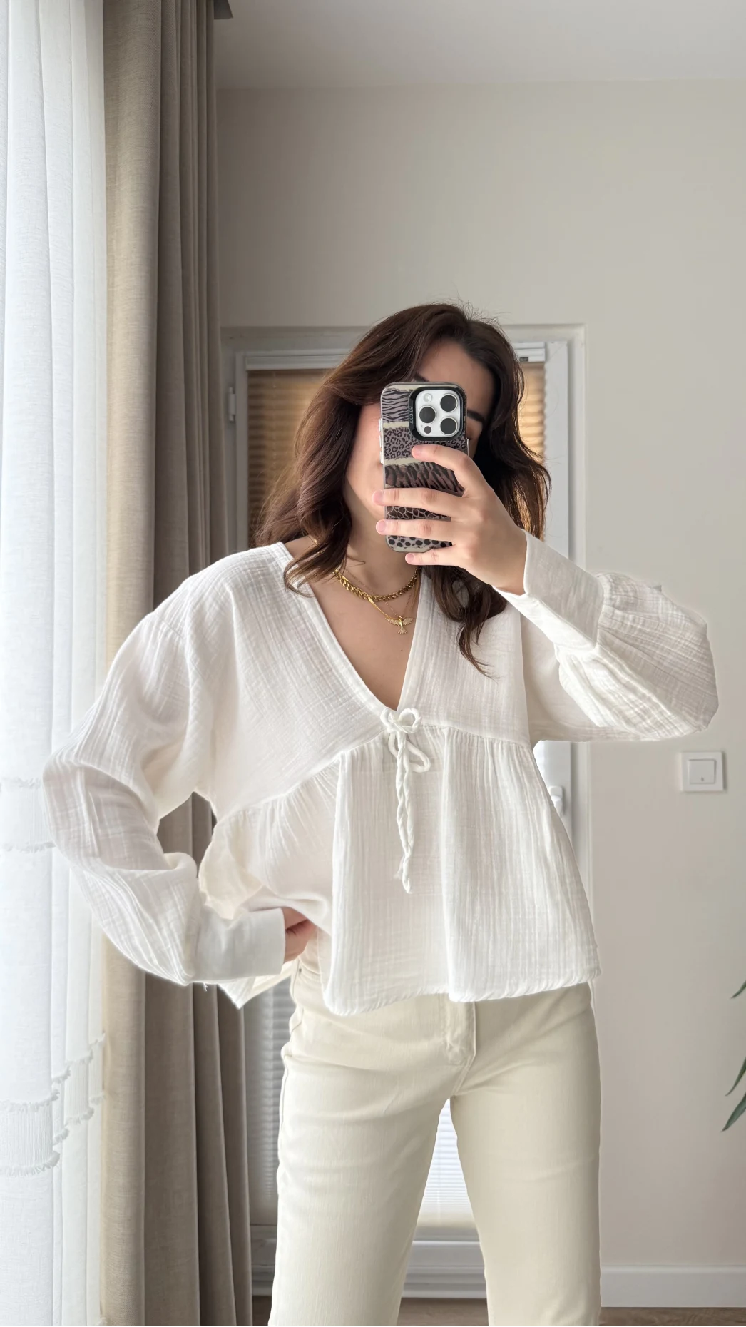 Payme Müslin Kumaş Bluz Beyaz 1003