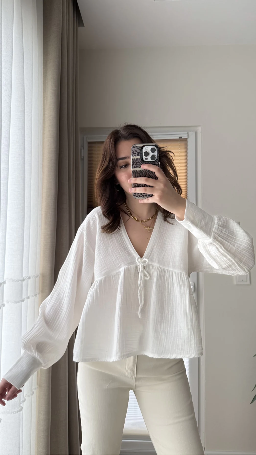 Payme Müslin Kumaş Bluz Beyaz 1003