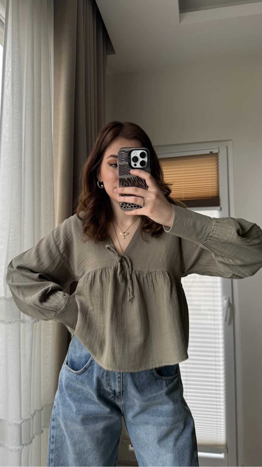 Payme Müslin Kumaş Bluz Haki