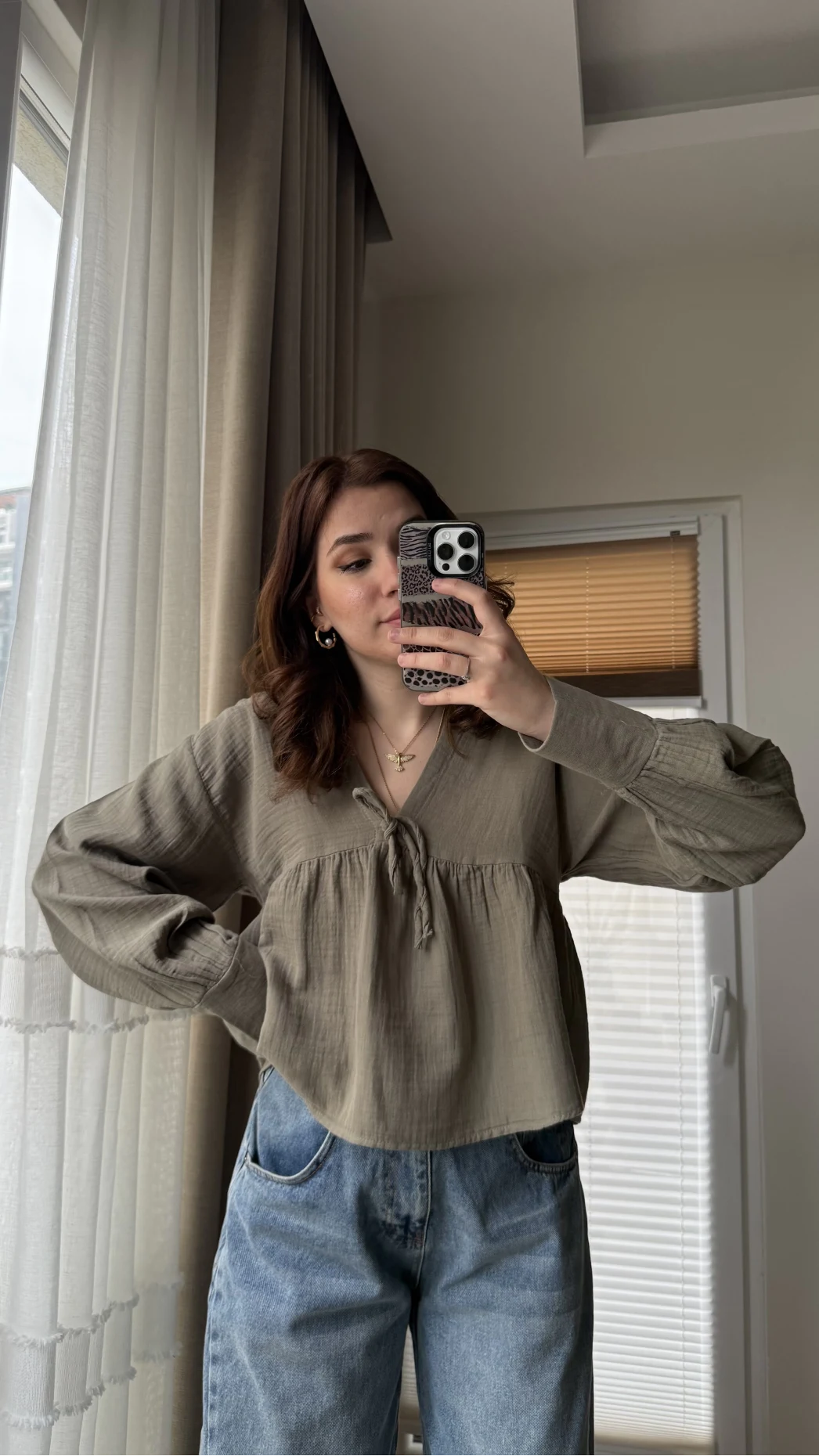 Payme Müslin Kumaş Bluz Haki