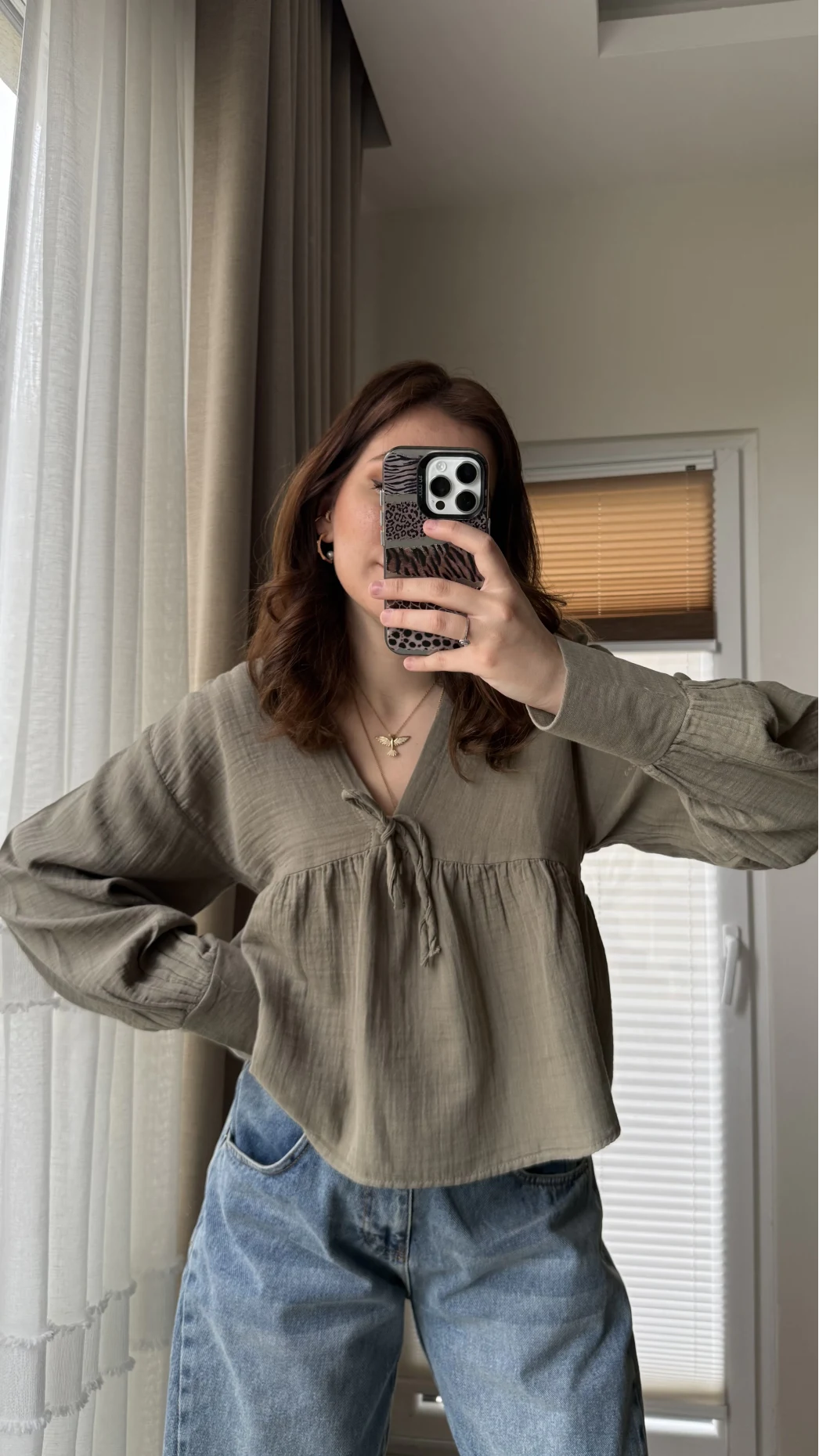 Payme Müslin Kumaş Bluz Haki