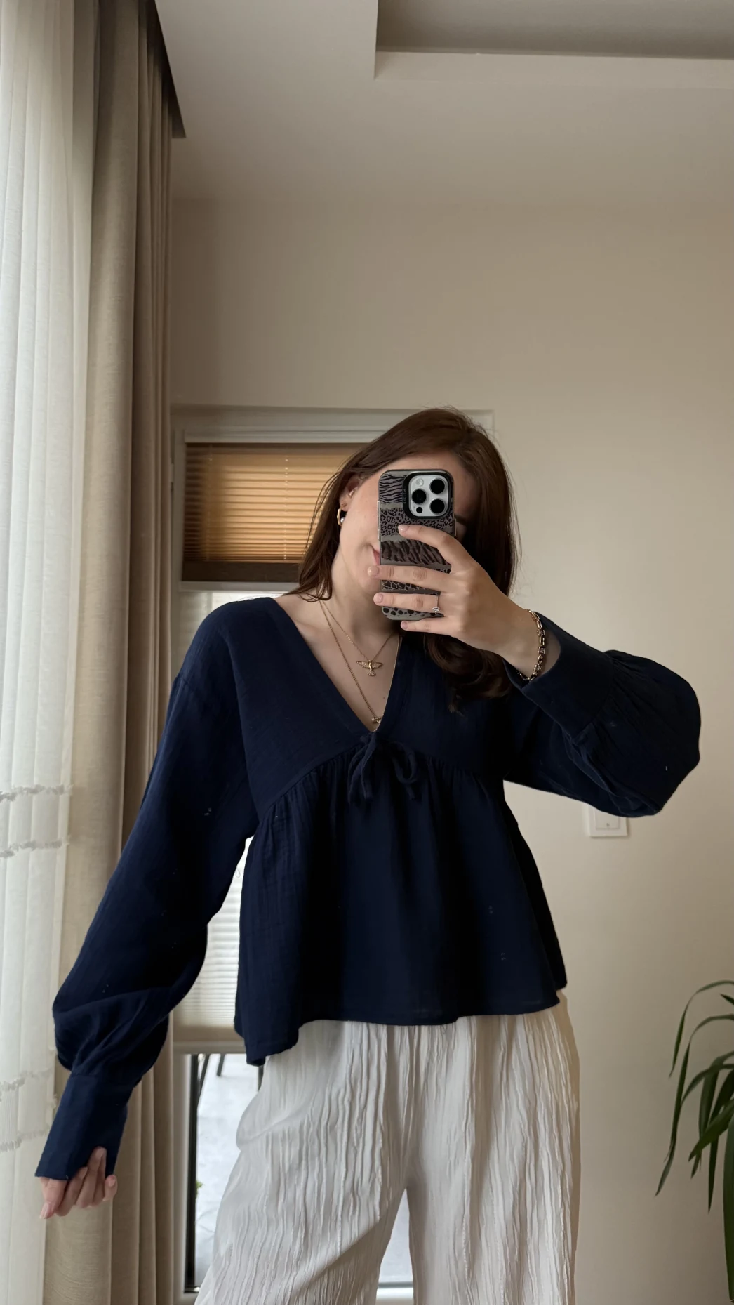 Payme Müslin Kumaş Bluz Lacivert 1003