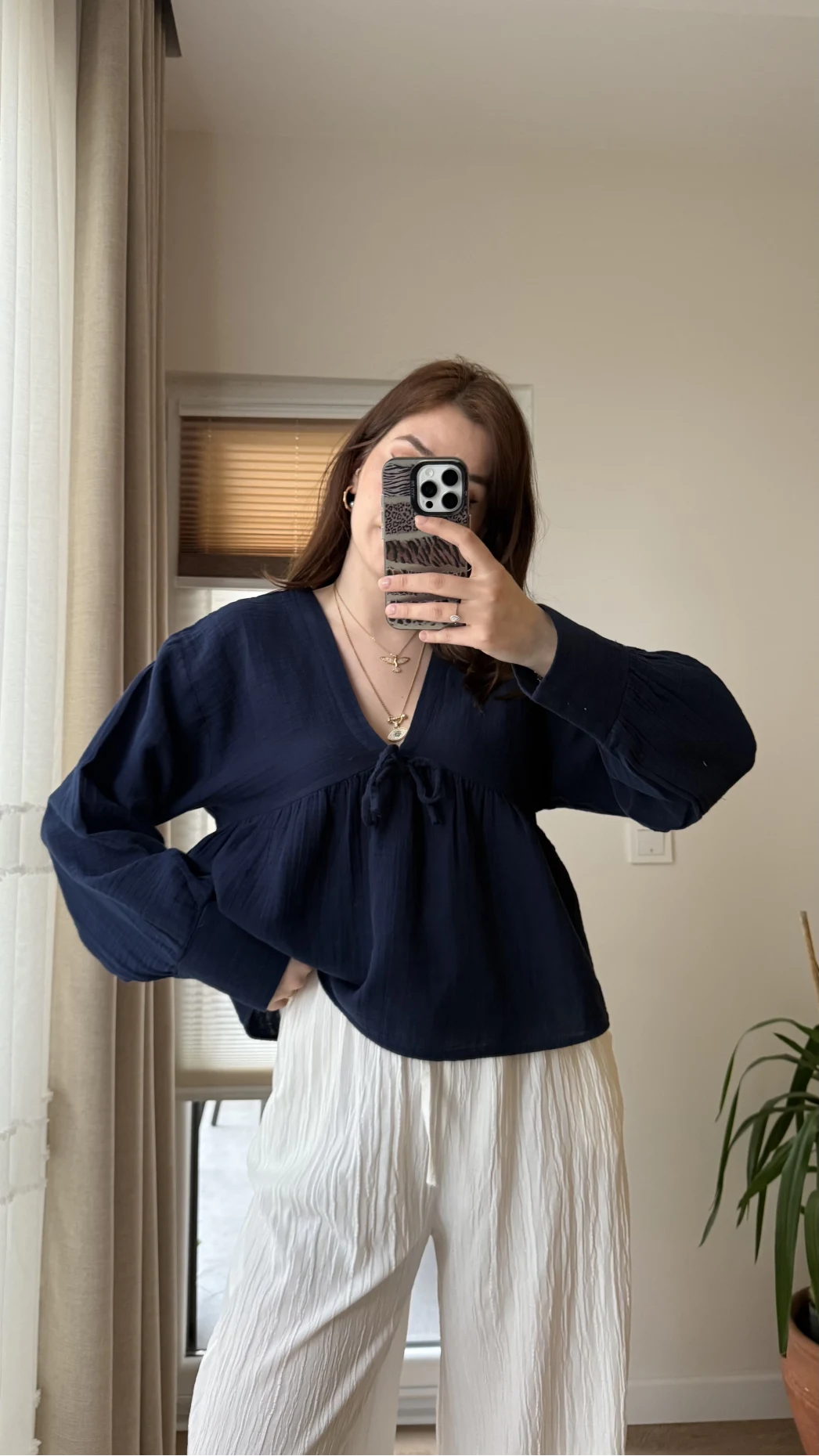 Payme Müslin Kumaş Bluz Lacivert 1003