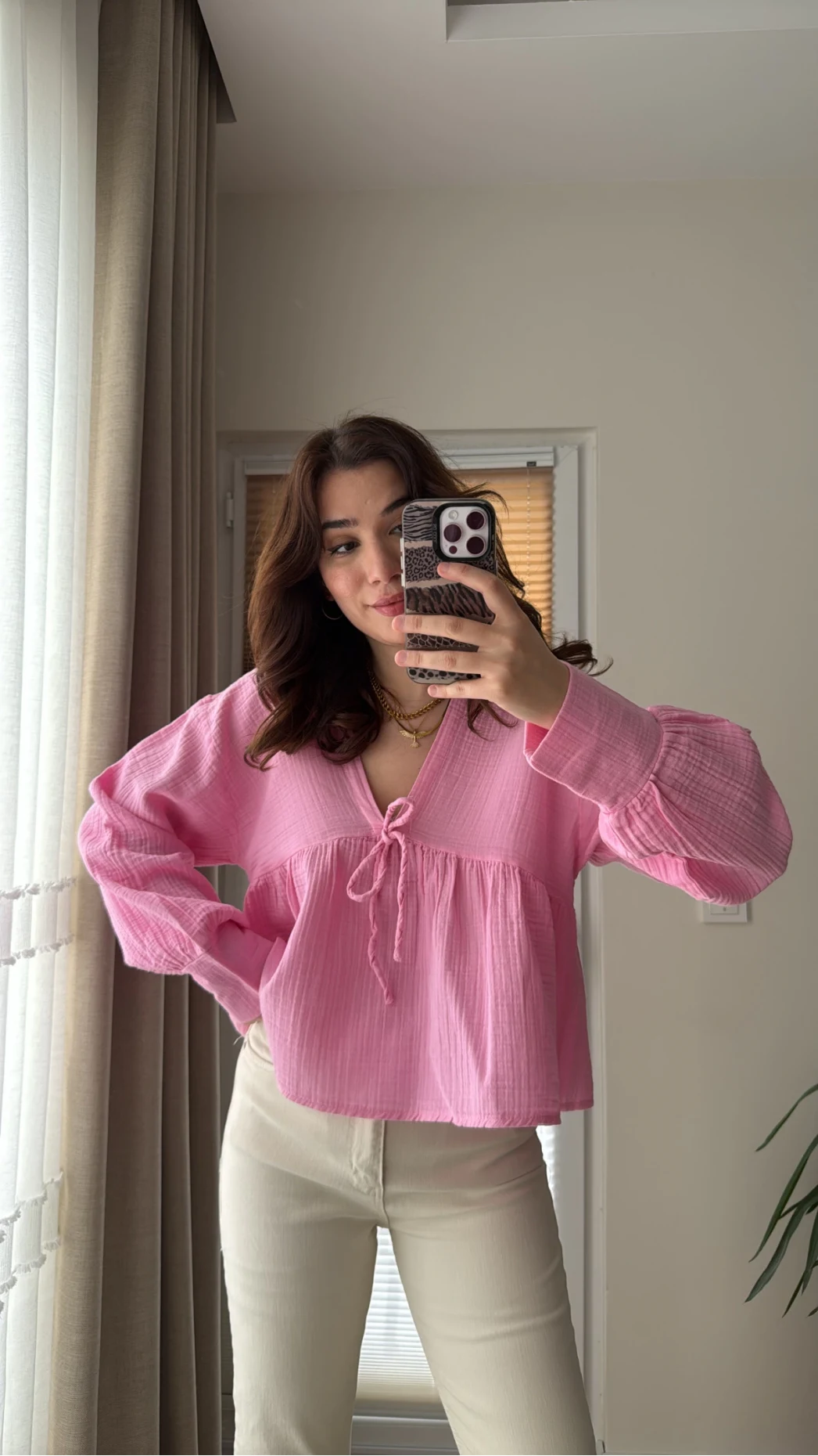 Payme Müslin Kumaş Bluz Pembe 1003