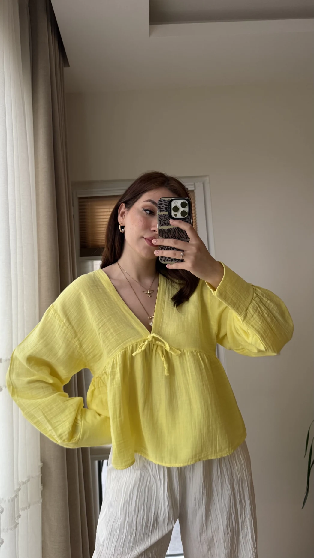 Payme Müslin Kumaş Bluz Sarı