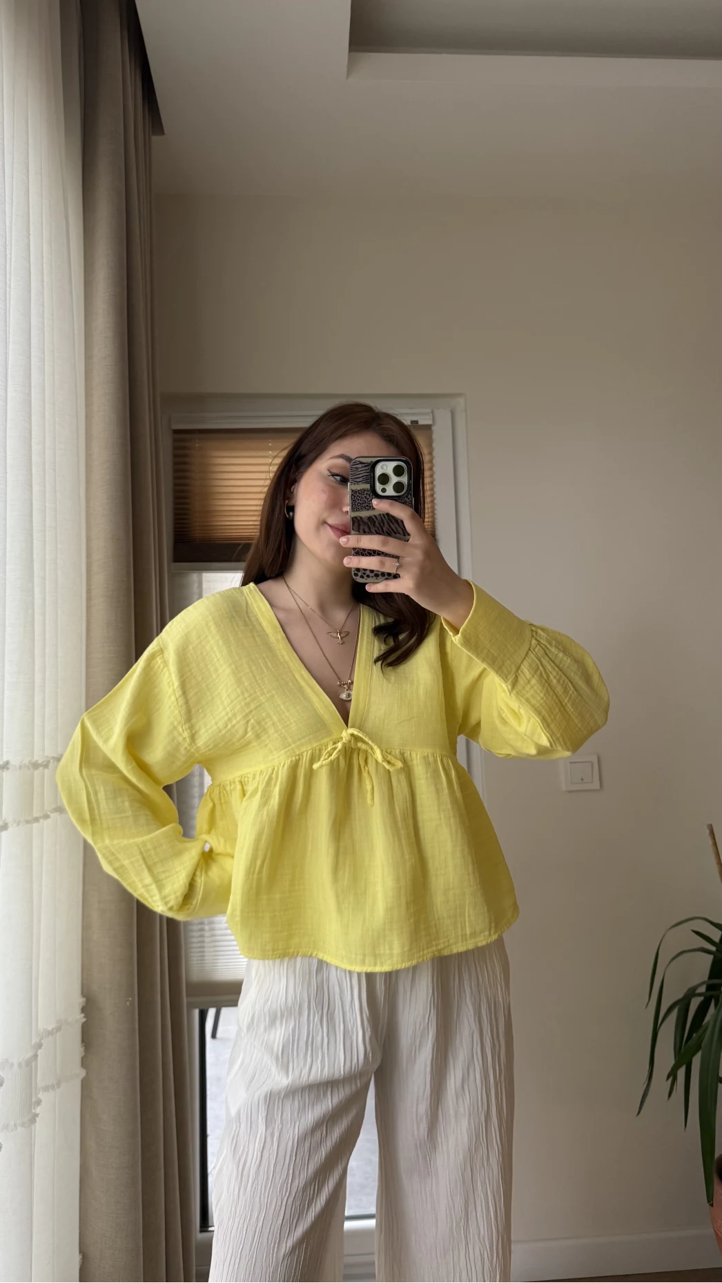 Payme Müslin Kumaş Bluz Sarı