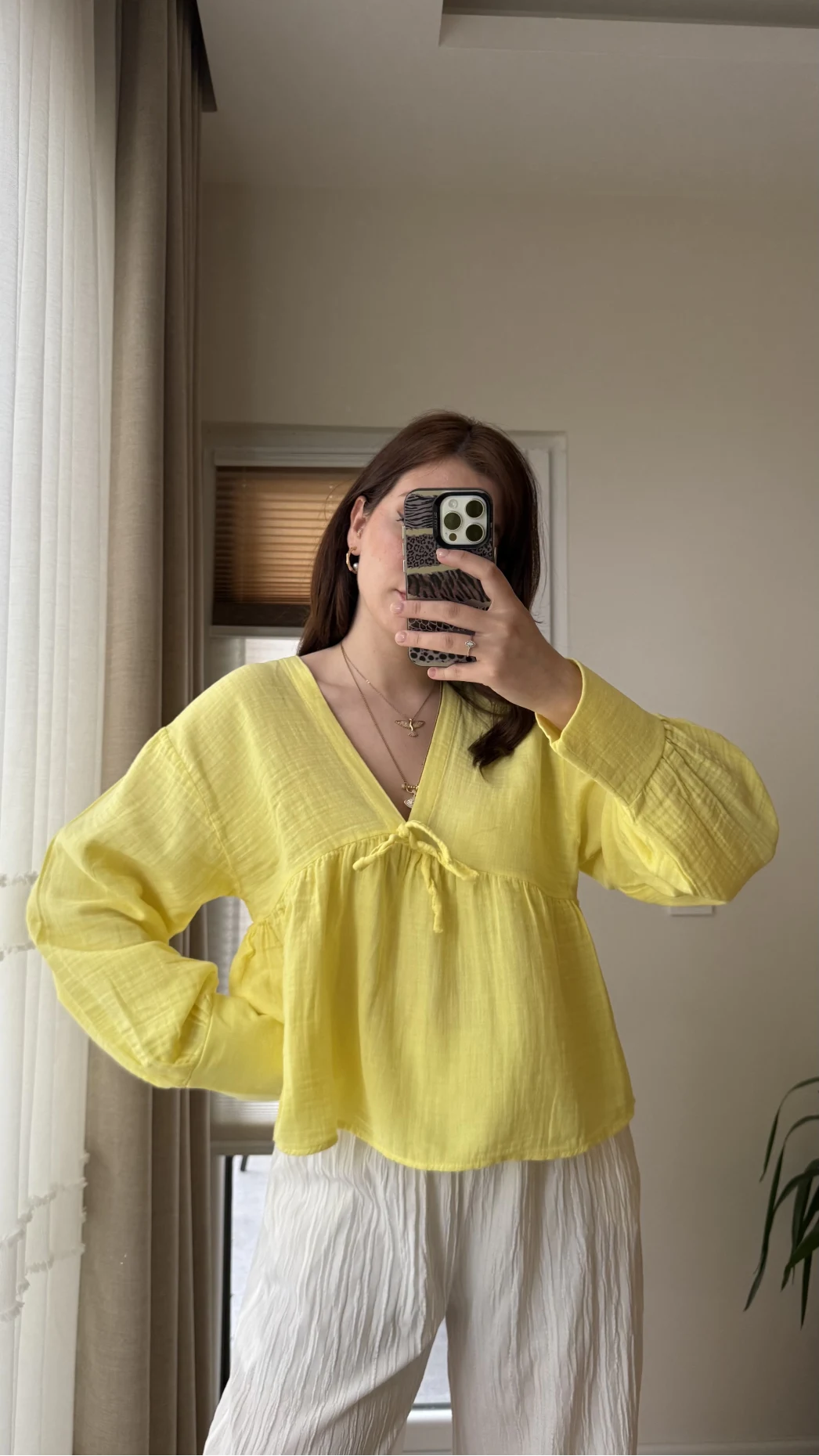 Payme Müslin Kumaş Bluz Sarı