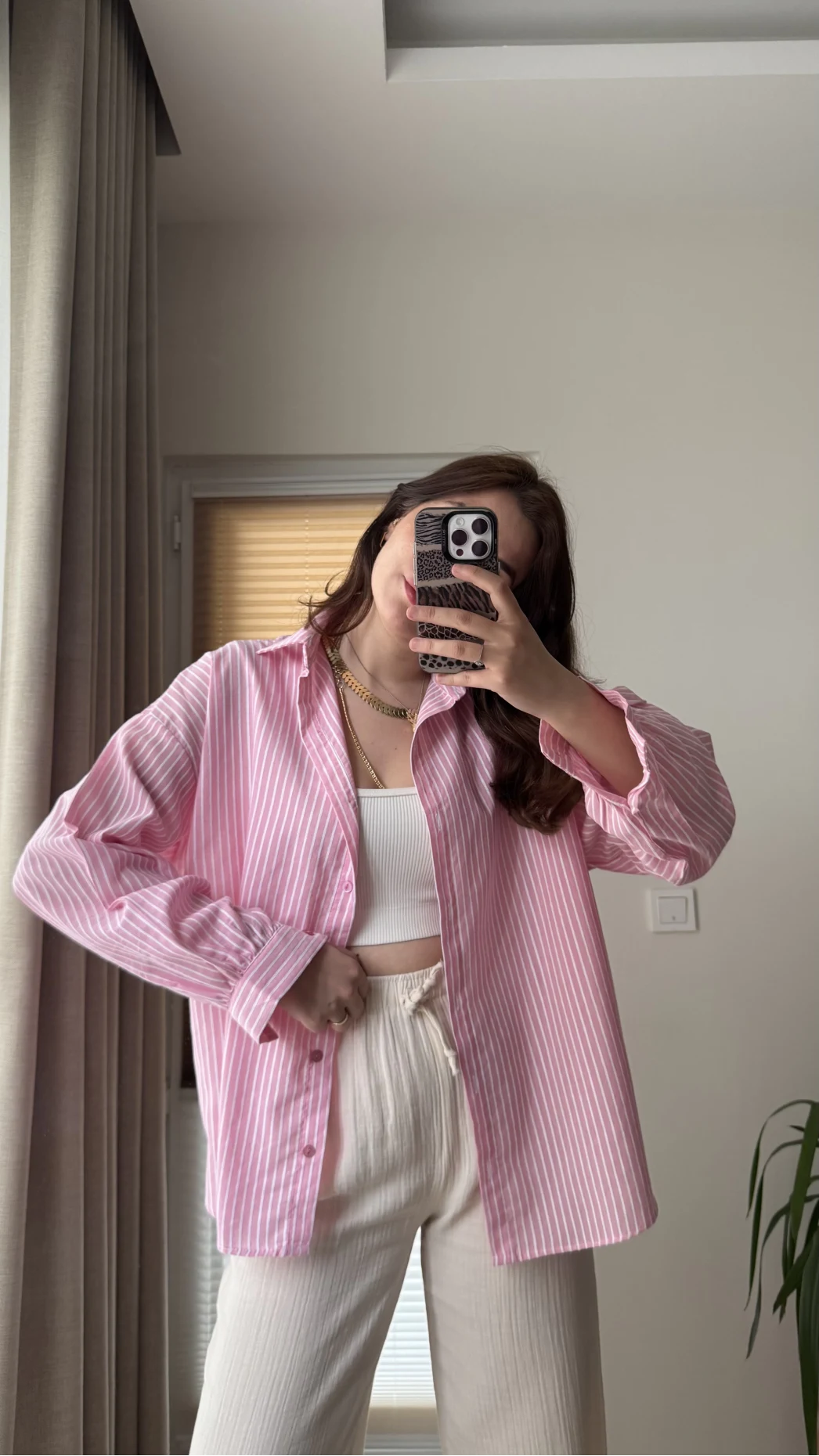 Pembe Çizgili Gömlek Ru