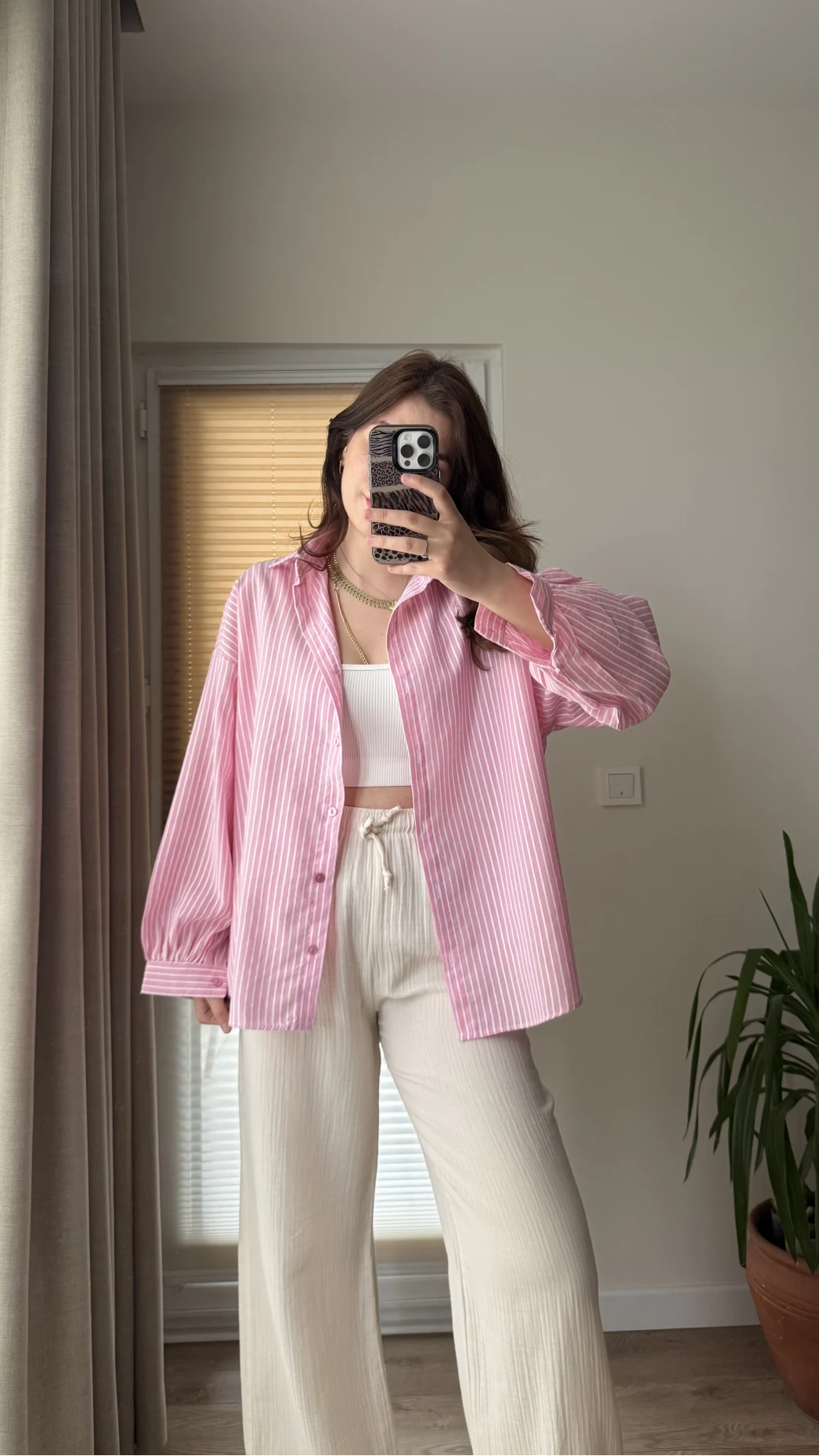 Pembe Çizgili Gömlek Ru